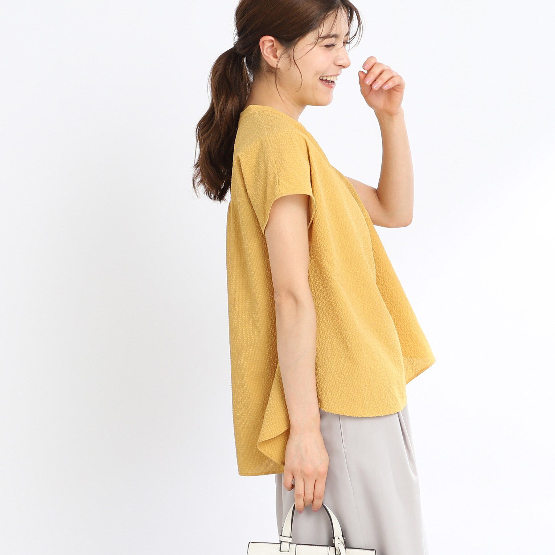 Reflect「【SALE／E‐QUALITY／手洗い可】涼し気スキッパーブラウス」|シャツ・ブラウス|