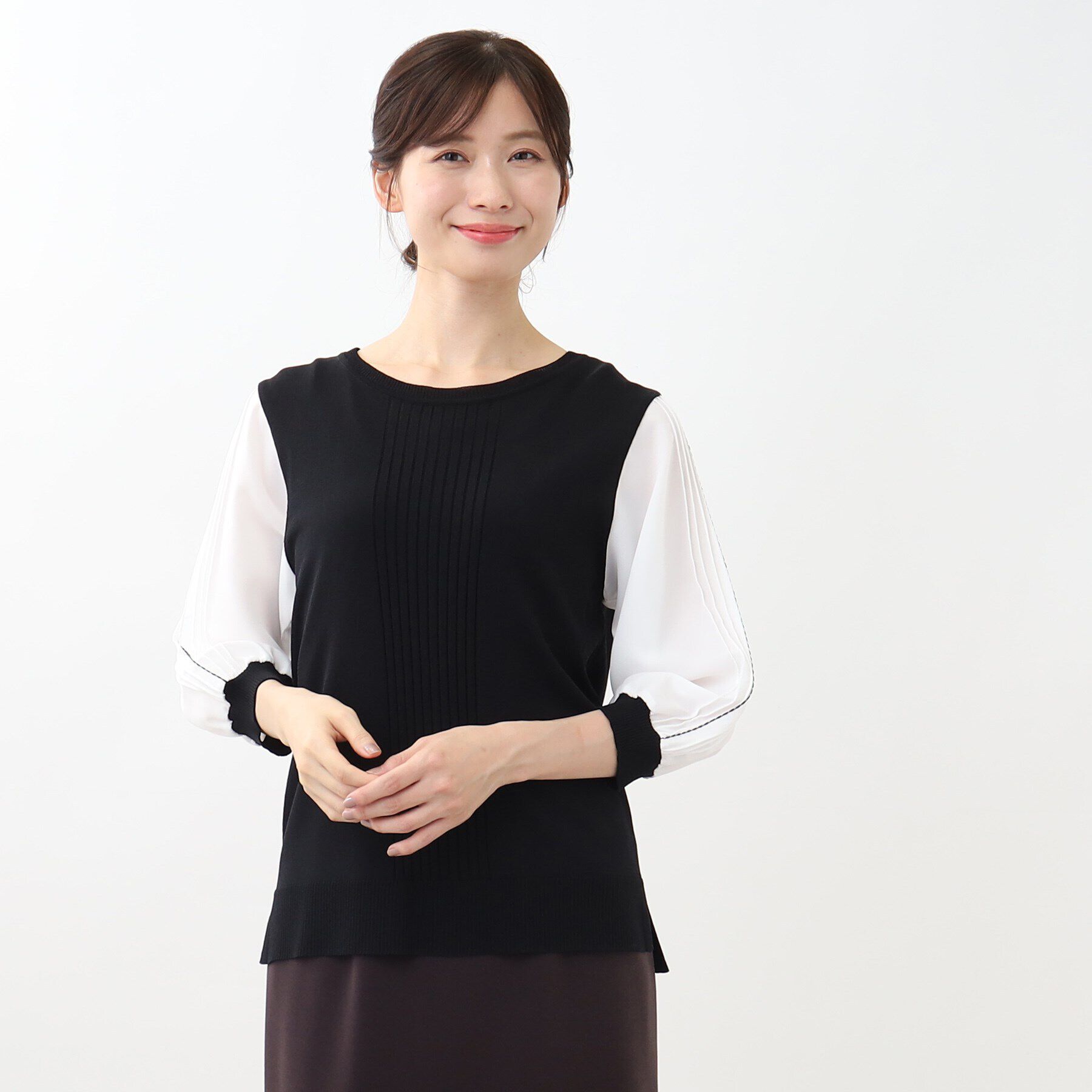 Reflect「【WEB限定カラーあり／UVカット／接触冷感／洗える／涼しく着られる】シフォンスリーブニット」|ニット・セーター|