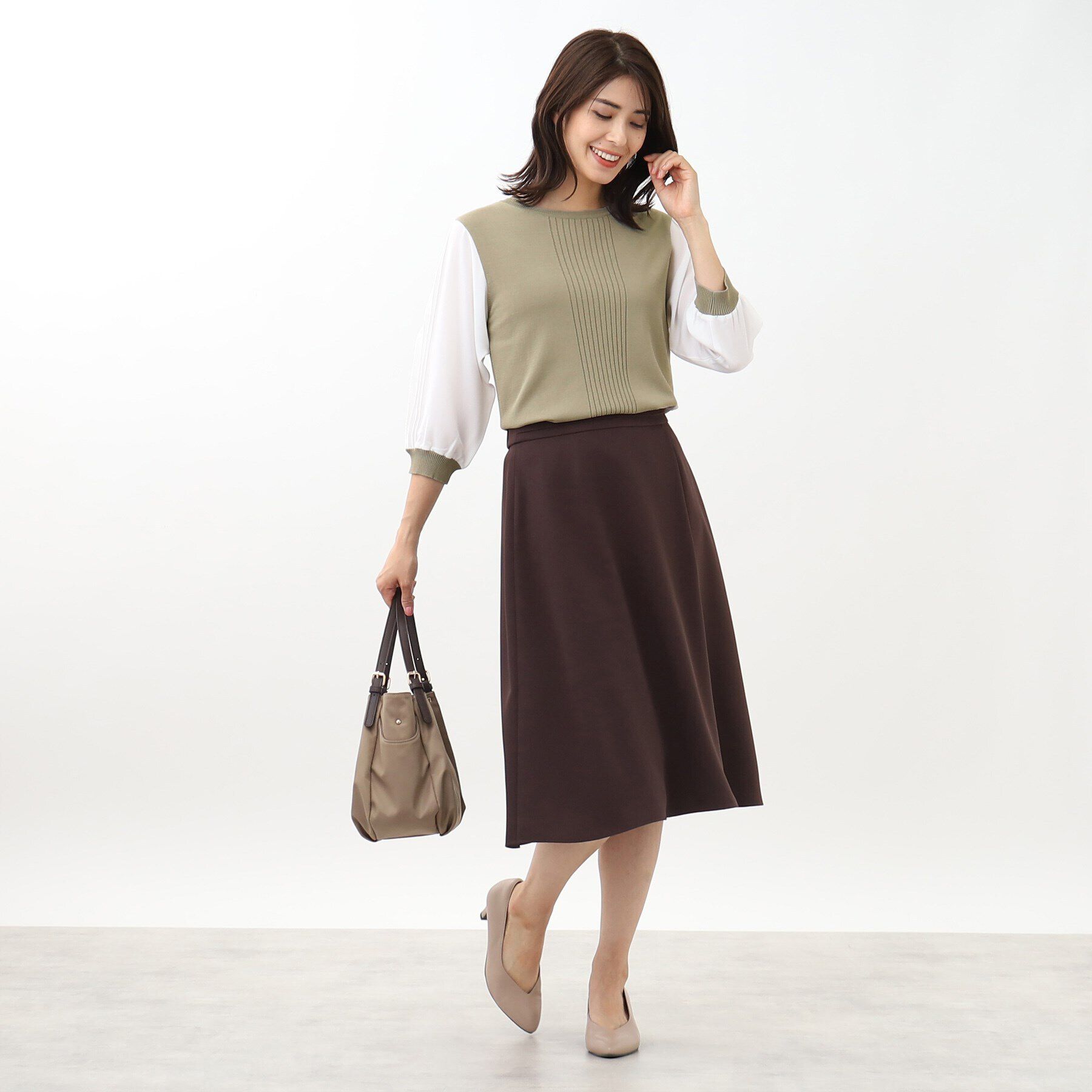 Reflect「【WEB限定カラーあり／UVカット／接触冷感／洗える／涼しく着られる】シフォンスリーブニット」|ニット・セーター|