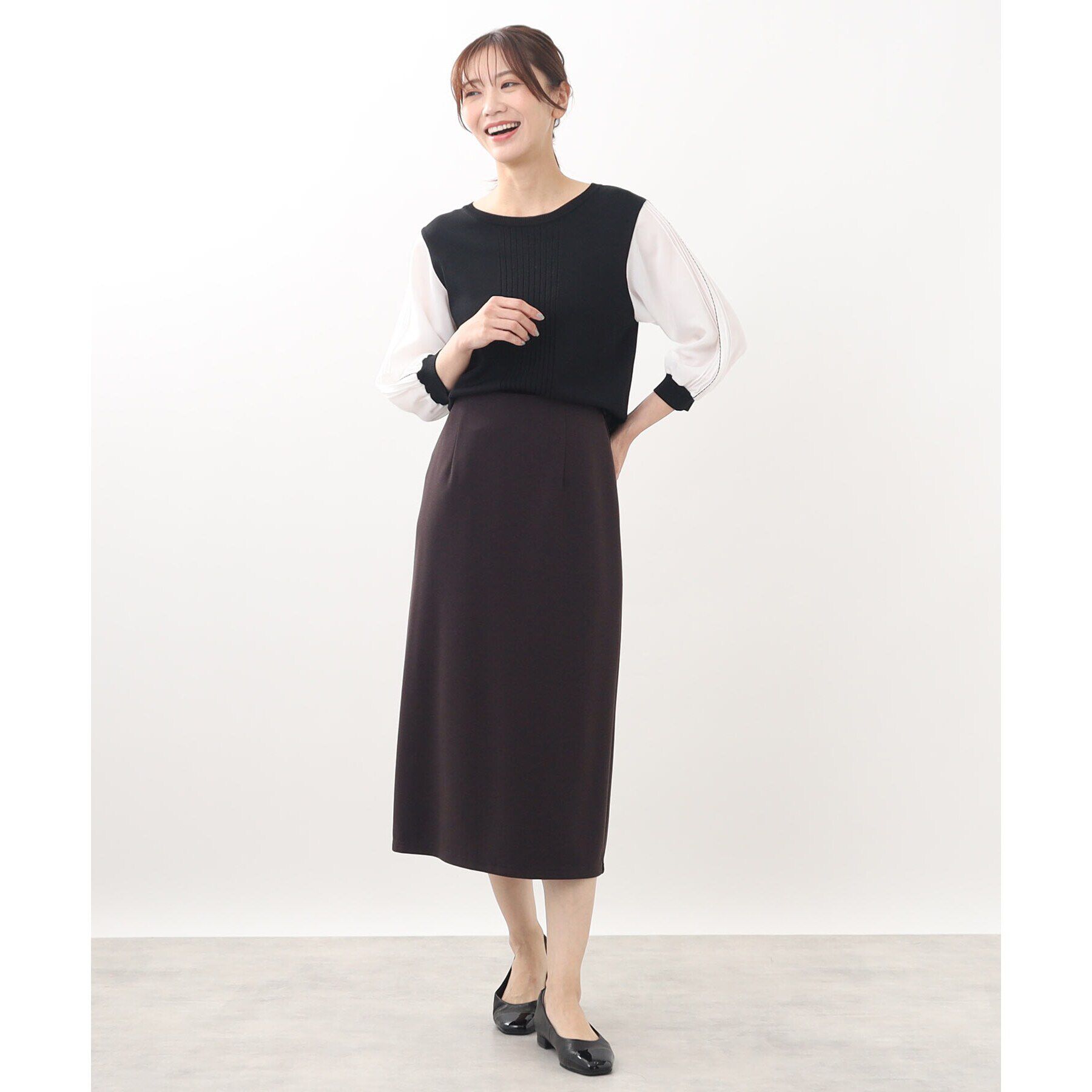 Reflect「【WEB限定カラーあり／UVカット／接触冷感／洗える／涼しく着られる】シフォンスリーブニット」|ニット・セーター|