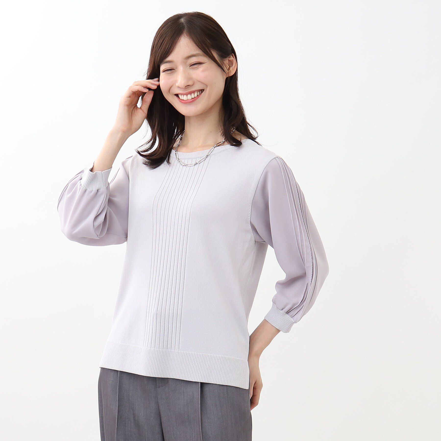 Reflect「【WEB限定カラーあり／UVカット／接触冷感／洗える／涼しく着られる】シフォンスリーブニット」|ニット・セーター|