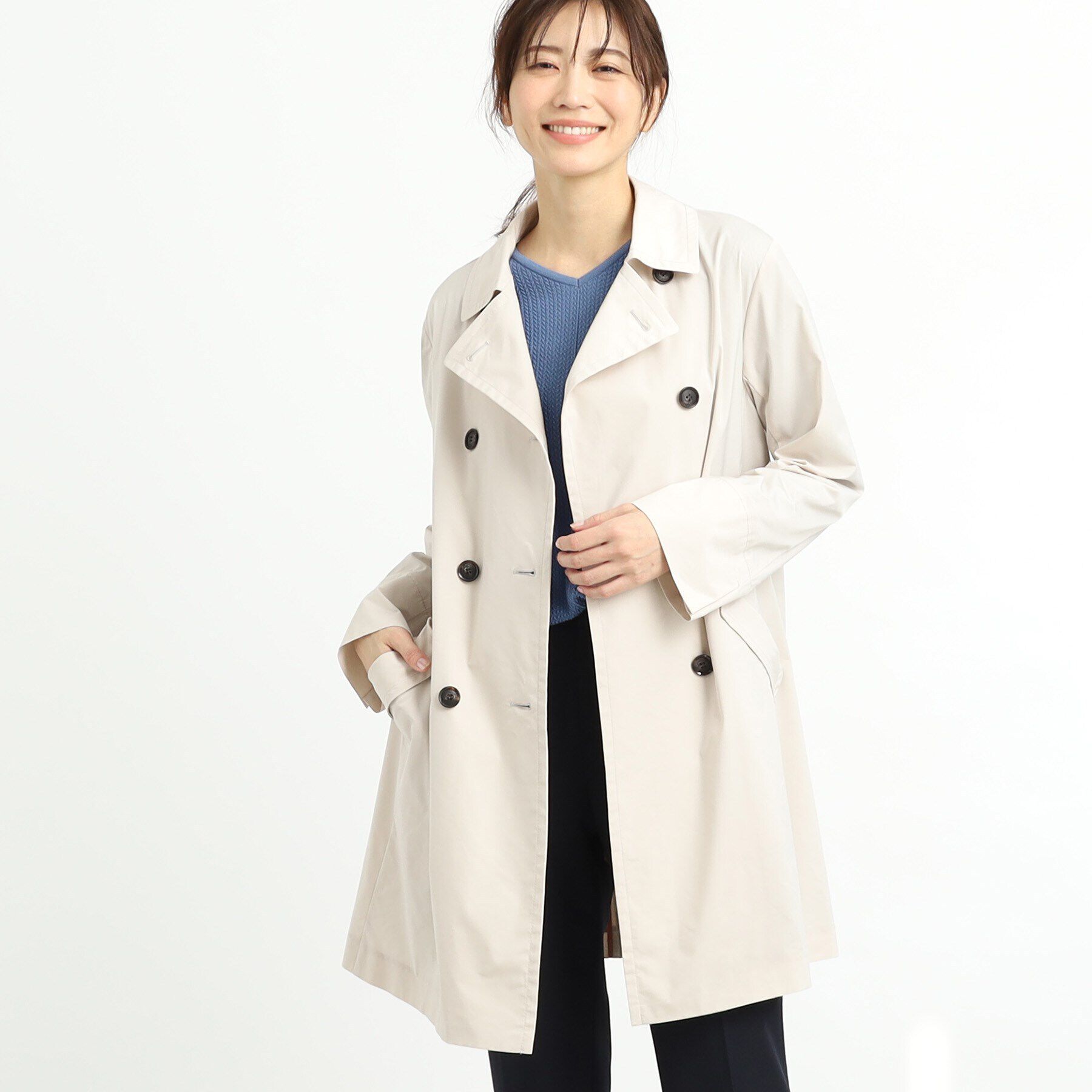 Reflect「【手洗い可／軽い着心地】ストレッチPコート」|ピーコート|グレージュ(050)