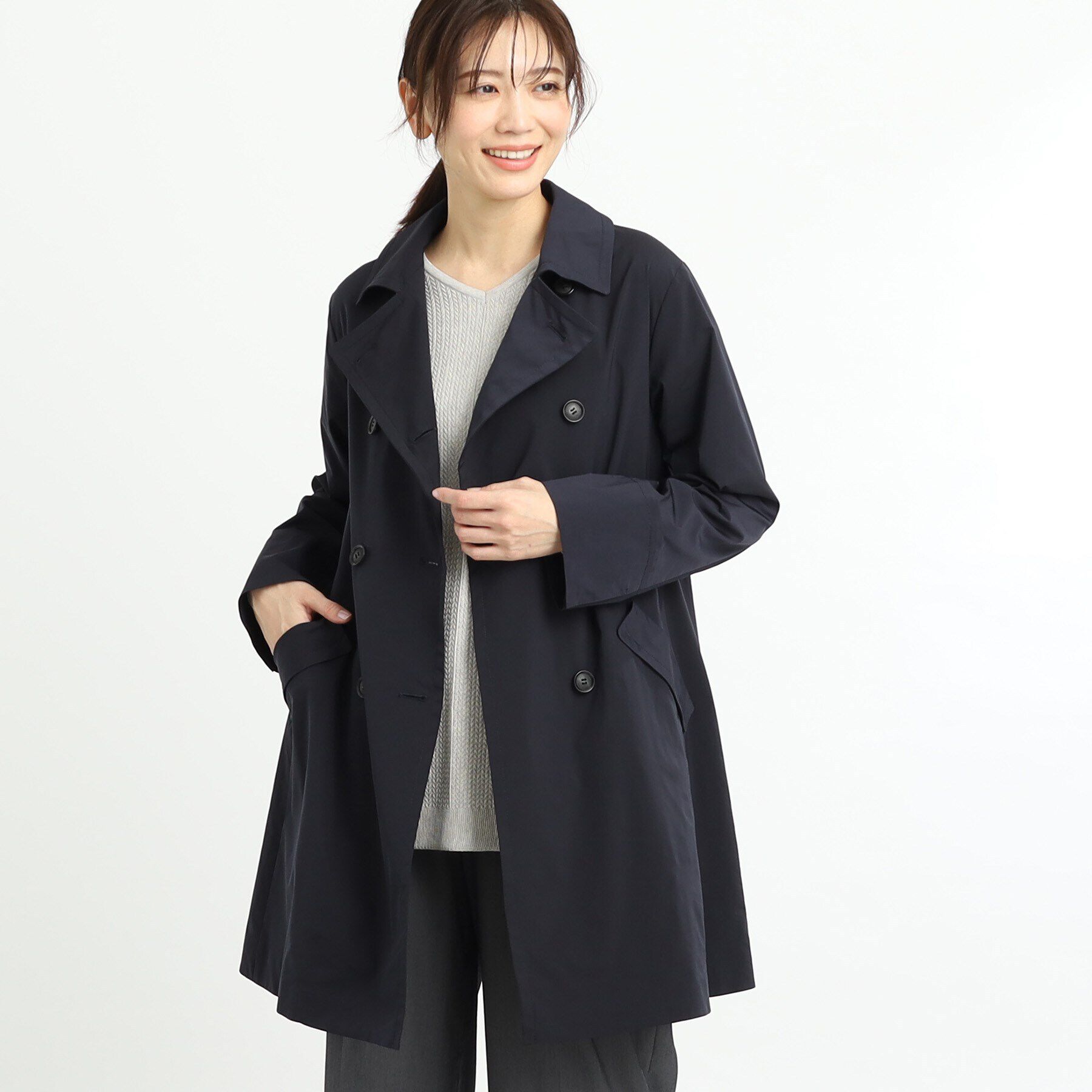 Reflect「【手洗い可／軽い着心地】ストレッチPコート」|ピーコート|ネイビー(094)