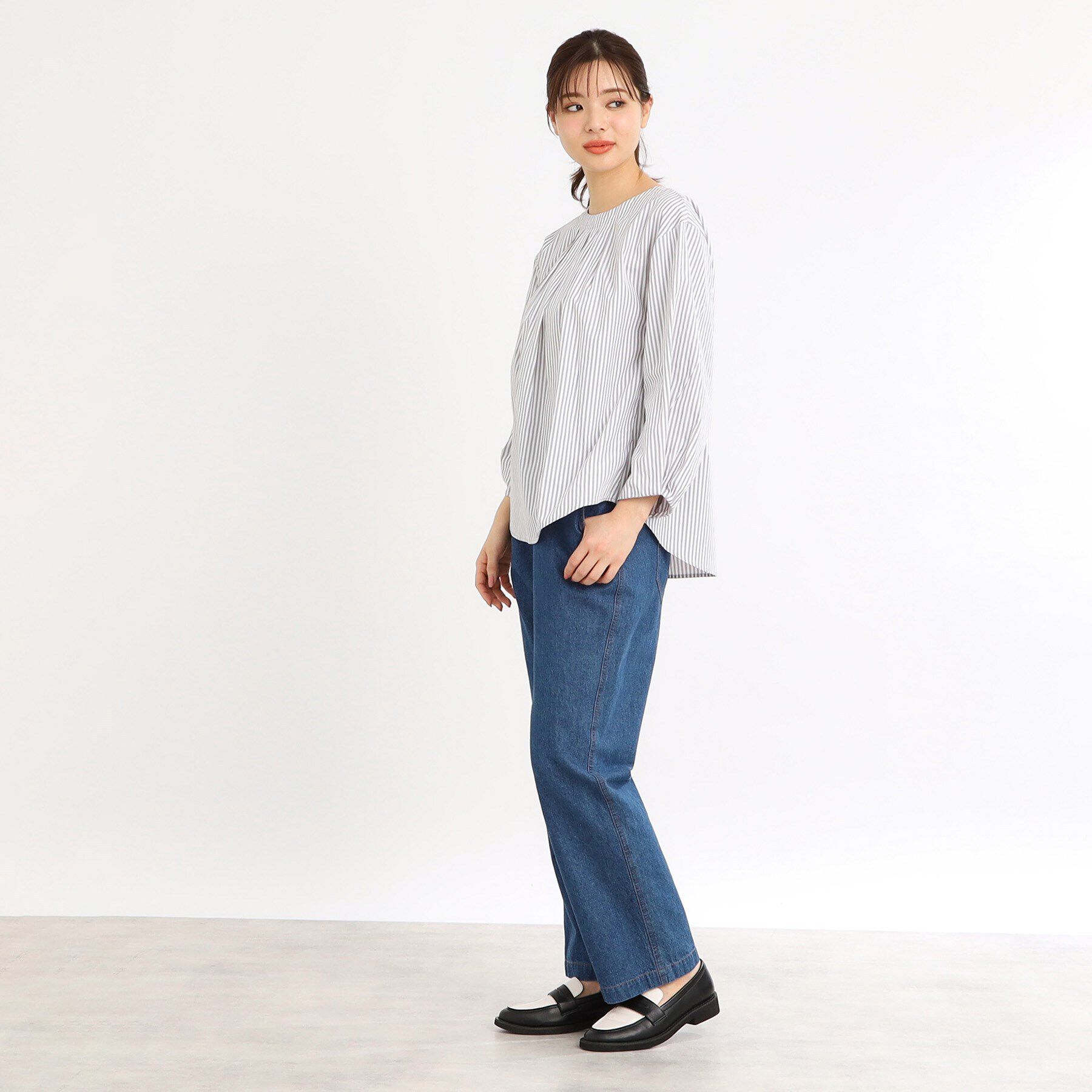 Reflect「【E‐QUALITY／手洗い可／細見え】ストレートシルエットデニムパンツ」|デニム|