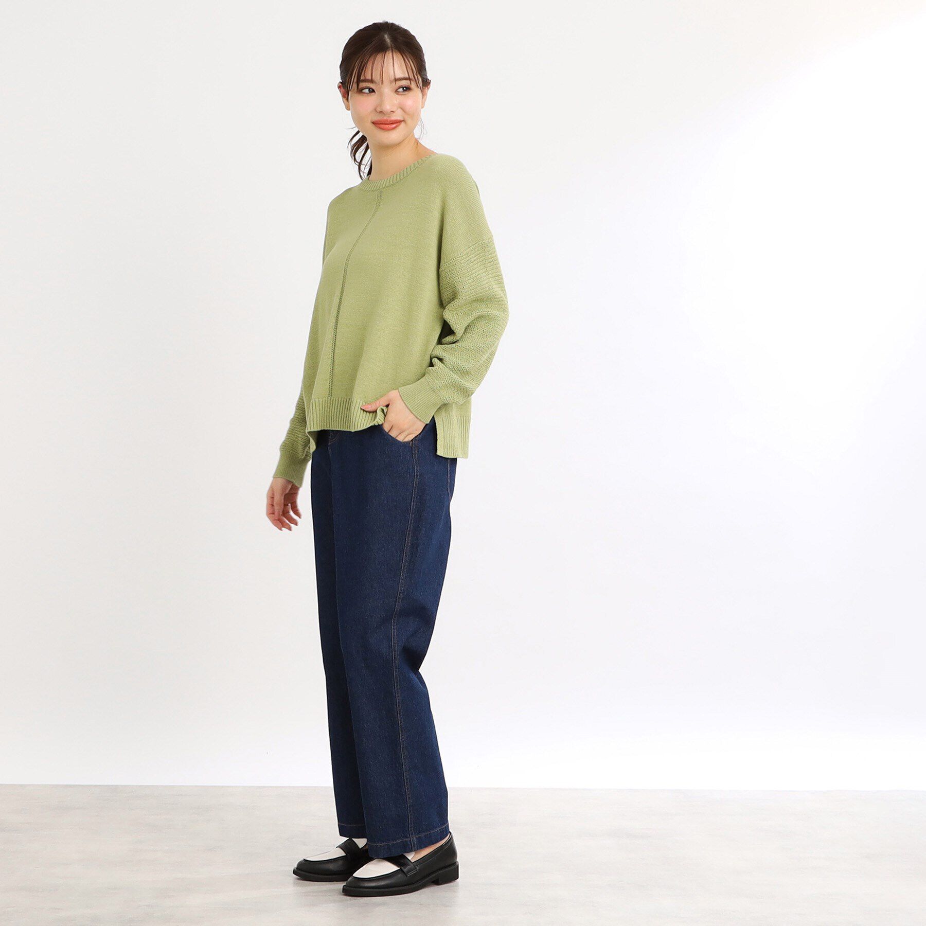 Reflect「【E‐QUALITY／手洗い可／細見え】ストレートシルエットデニムパンツ」|デニム|