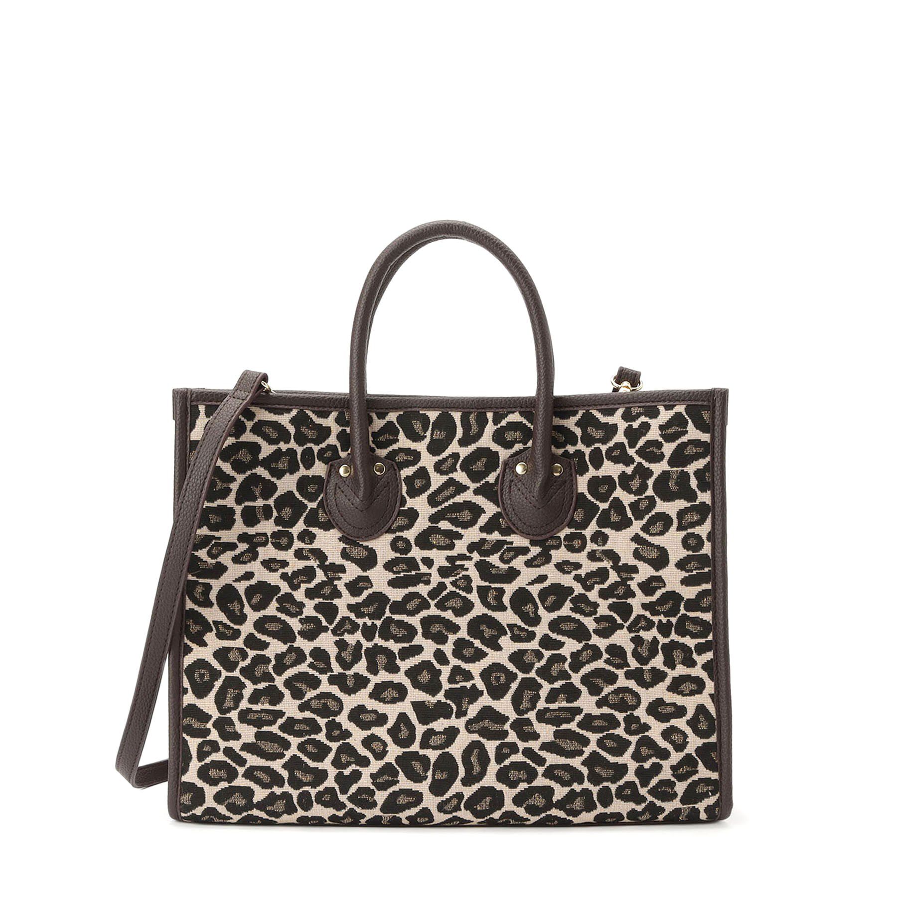 Reflect「【しっかり収納／ショルダー付き】レオパードジャカードバッグ」|トートバッグ|