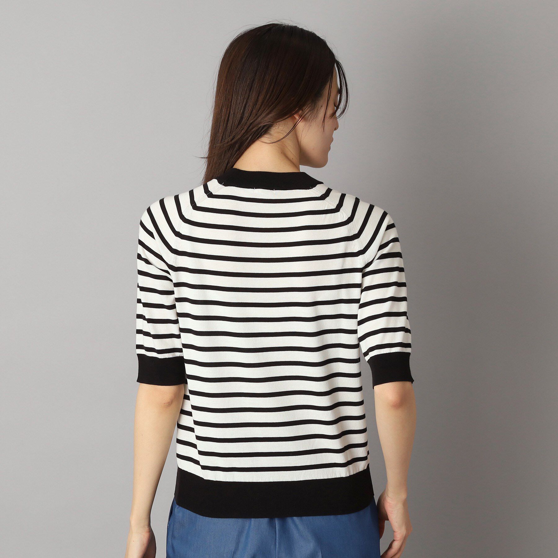 DRESSTERIOR「【洗える】マルチボーダーハーフスリーブニット」|ニット・セーター|