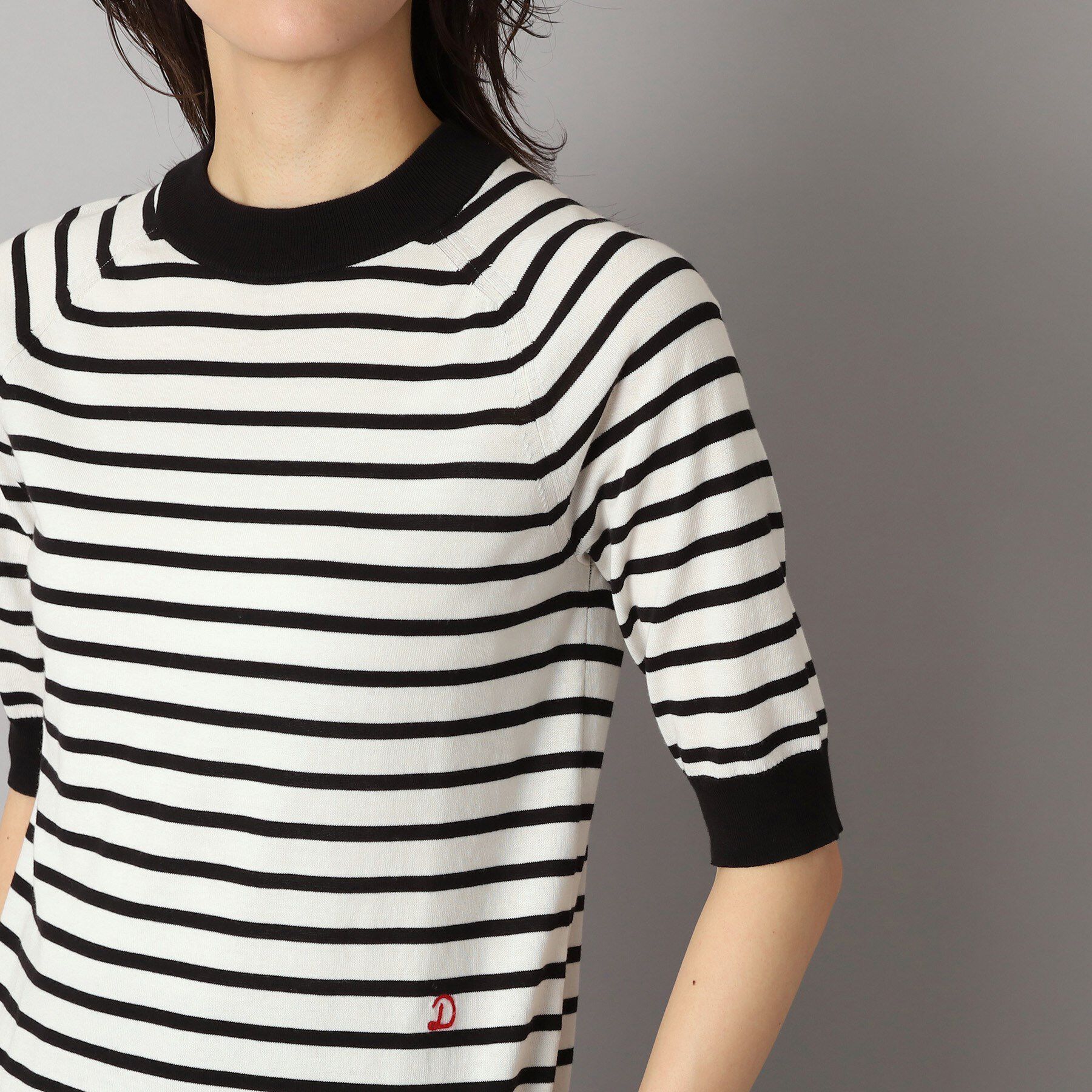 DRESSTERIOR「【洗える】マルチボーダーハーフスリーブニット」|ニット・セーター|