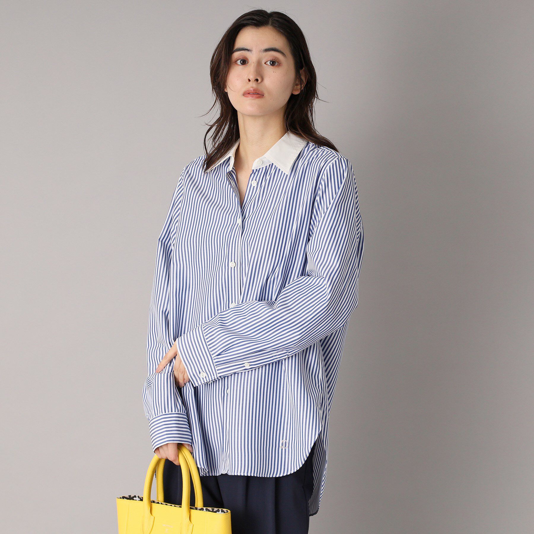 DRESSTERIOR「【洗える/ストライプ柄】オーバーシルエットクレリックシャツ」|シャツ・ブラウス|