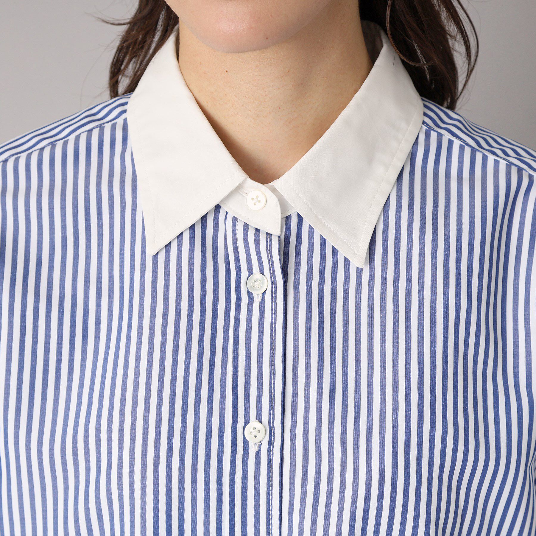 DRESSTERIOR「【洗える/ストライプ柄】オーバーシルエットクレリックシャツ」|シャツ・ブラウス|