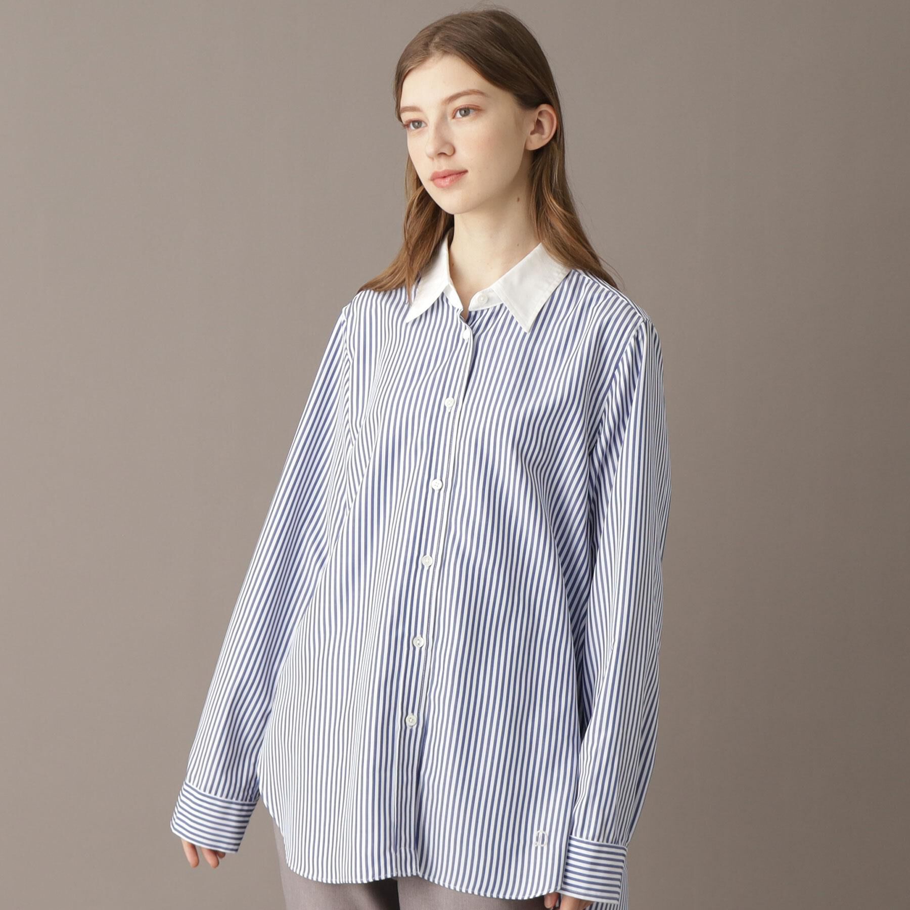 DRESSTERIOR「【洗える/ストライプ柄】オーバーシルエットクレリックシャツ」|シャツ・ブラウス|