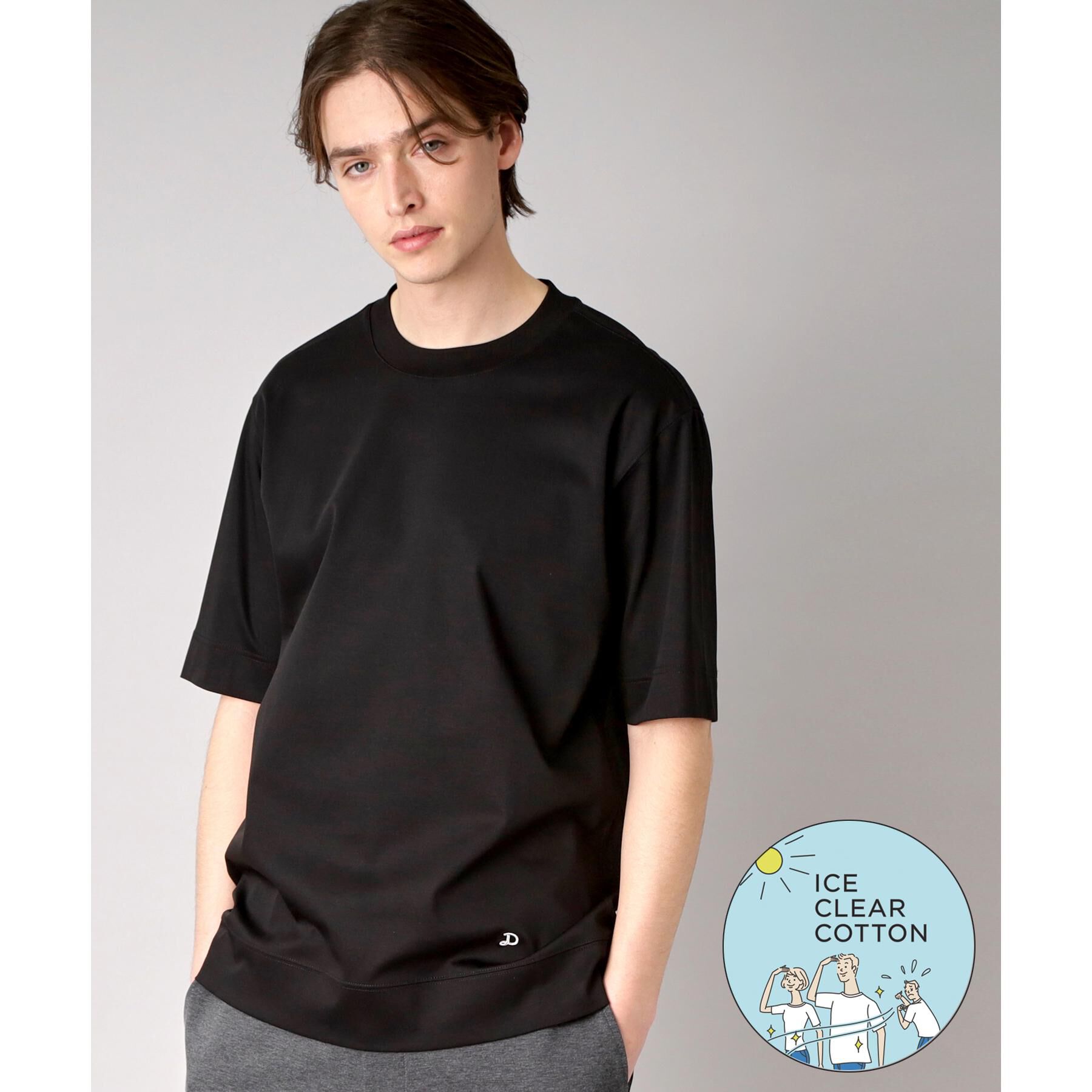 DRESSTERIOR「【接触冷感/抗菌防臭/消臭】ICE CLEAR COTTON オーバーフィットTシャツ」|Tシャツ・カットソー|ブラック(019)