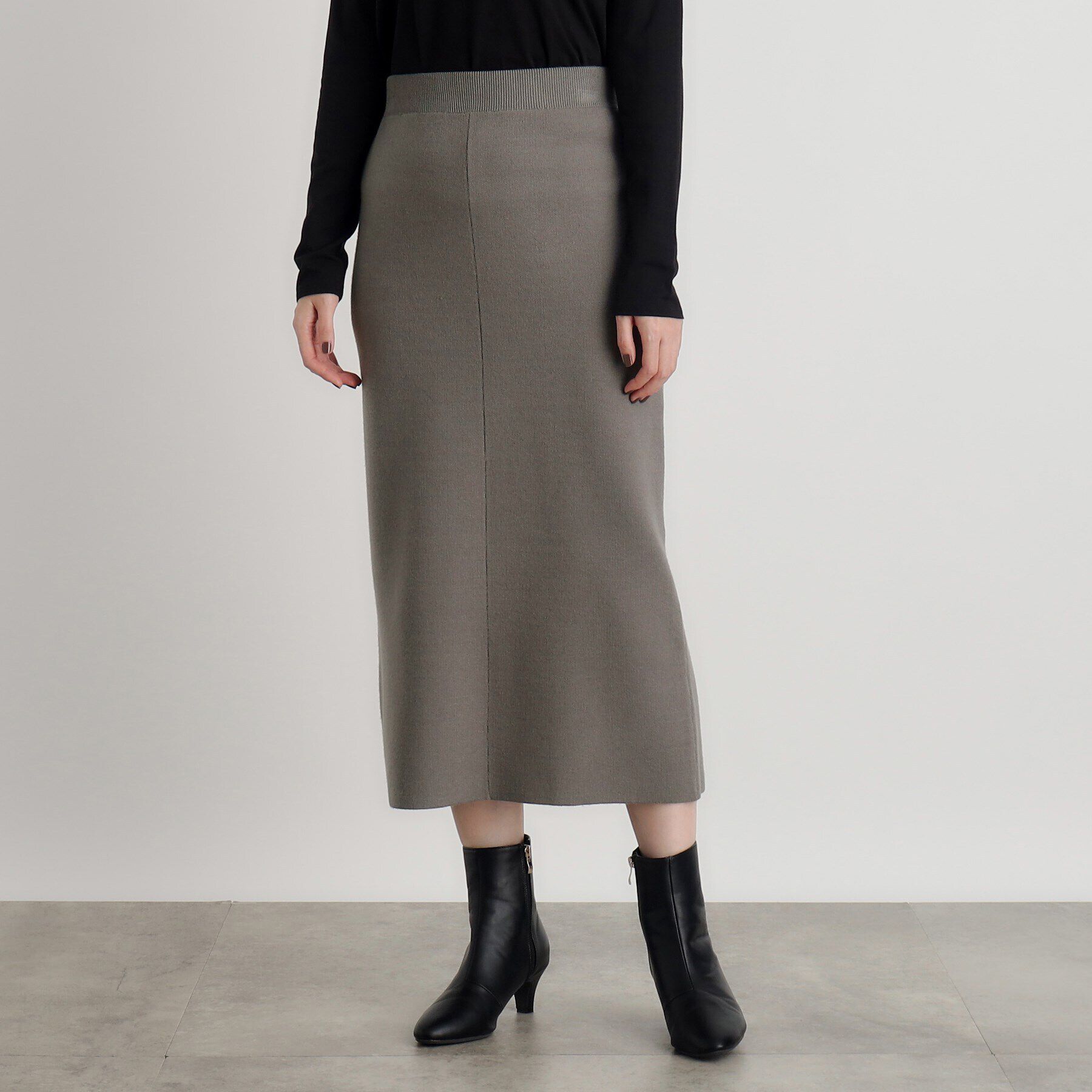 grove「ニットジャカードナロースカート」|スカート|グレー(012)