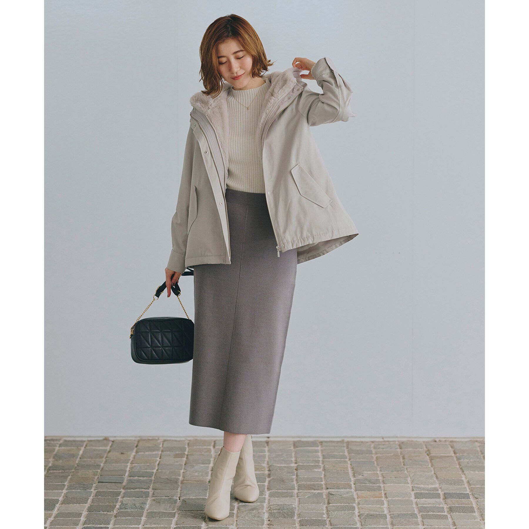 grove「ニットジャカードナロースカート」|スカート|