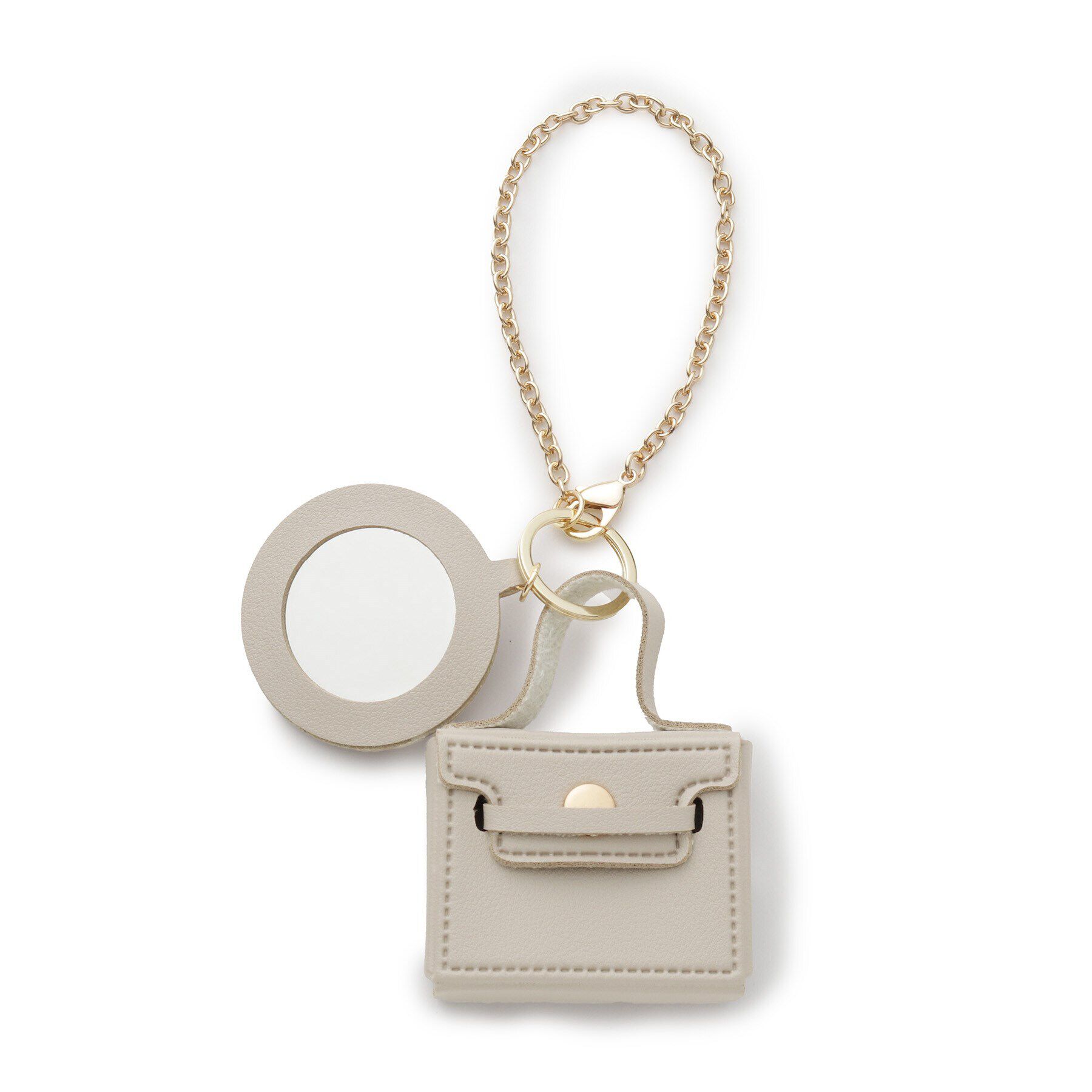 grove「【雑誌掲載】ミニマムバッグラウンドミラーチャーム」|キーケース|グレー(012)