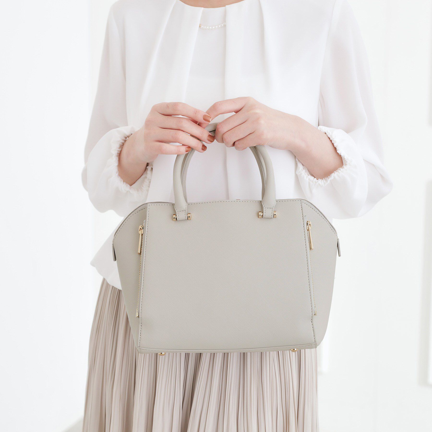 grove「【人間工学】タテZipバーハンドル2WAYトート」|トートバッグ|ライトグレー(011