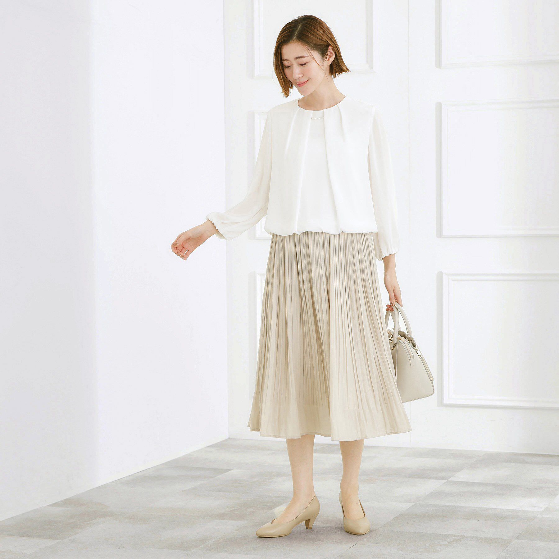 grove「【選べる着丈】ヴィンテージサテンプリーツスカート【手洗いOK】」|スカート|