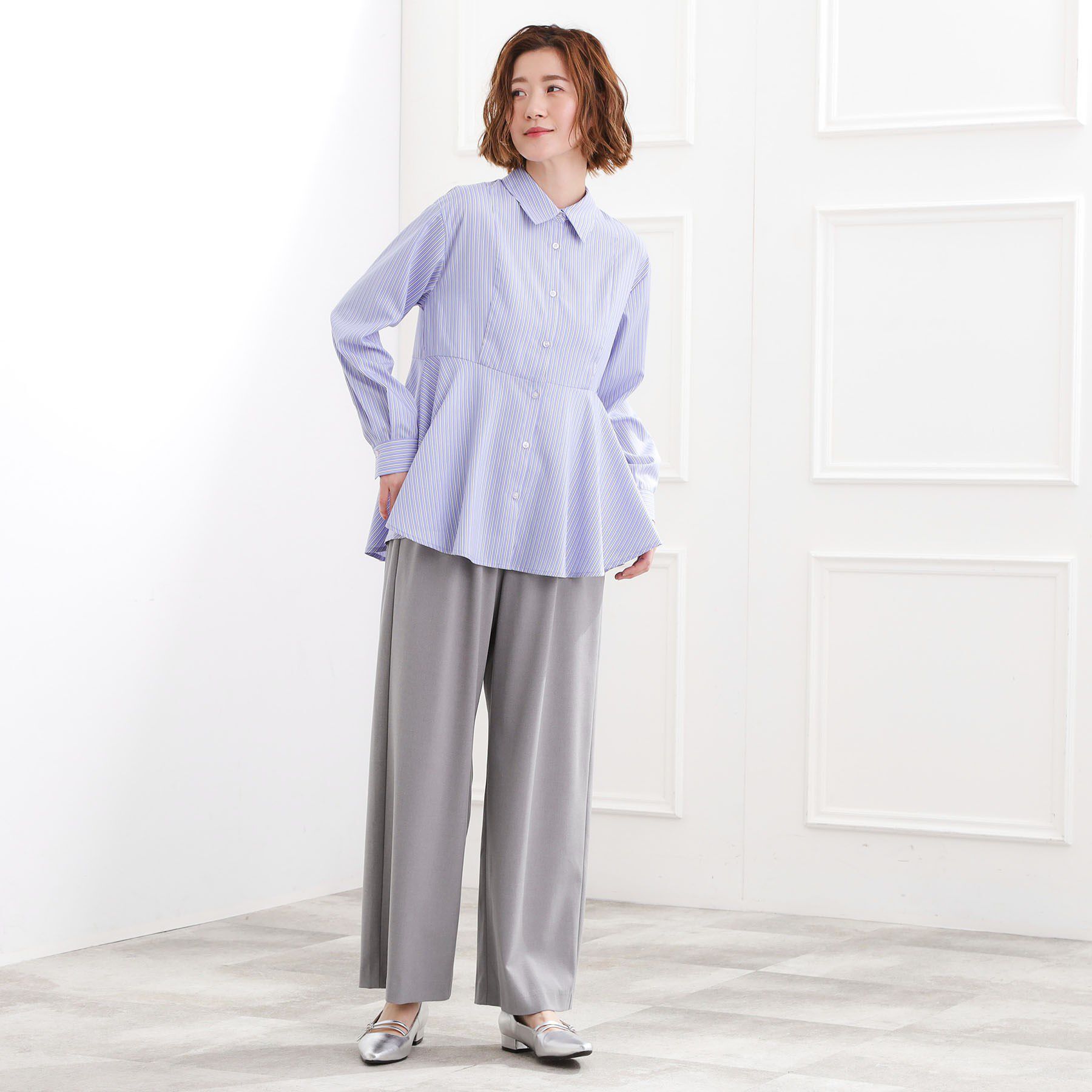 grove「【体型カバー】一枚でもレイヤードでも、ペプラムフレアシャツ」|シャツ・ブラウス|