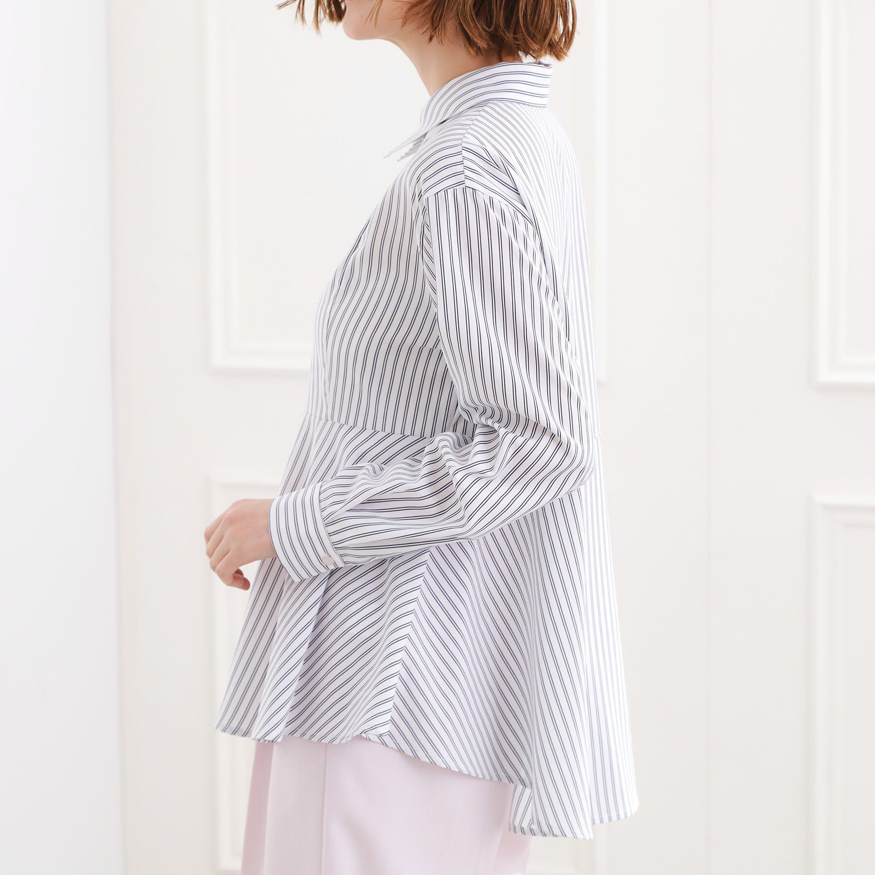 grove「【体型カバー】一枚でもレイヤードでも、ペプラムフレアシャツ」|シャツ・ブラウス|