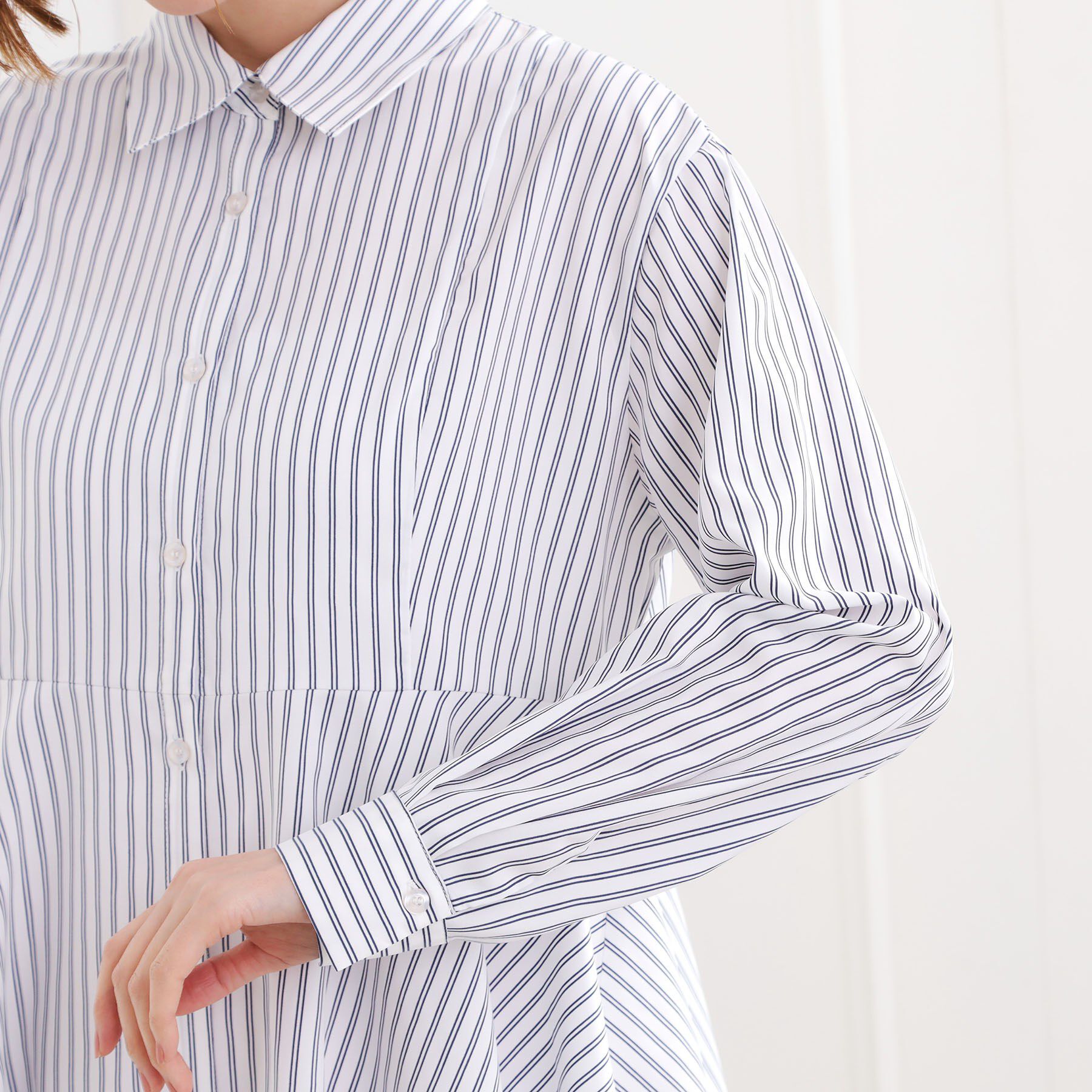 grove「【体型カバー】一枚でもレイヤードでも、ペプラムフレアシャツ」|シャツ・ブラウス|