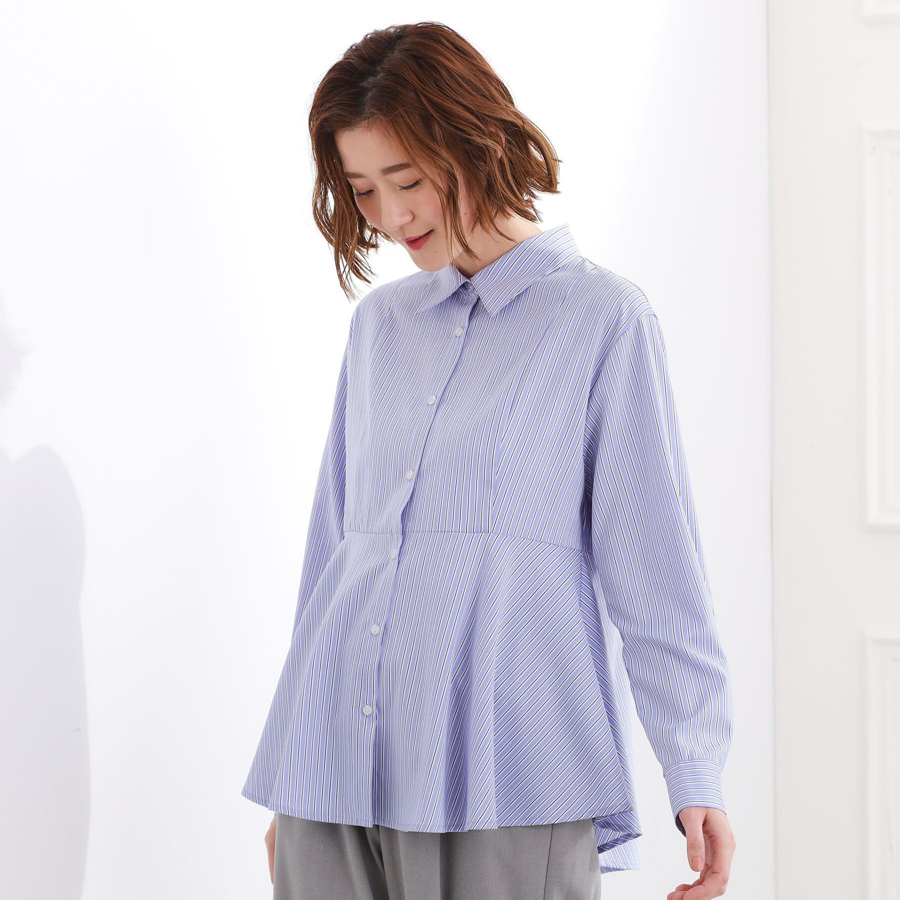 grove「【体型カバー】一枚でもレイヤードでも、ペプラムフレアシャツ」|シャツ・ブラウス|