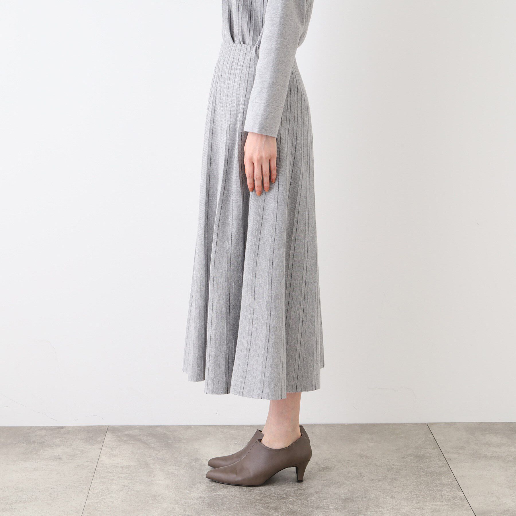 INDIVI「【洗える/SETUP可能】ストライプ柄プリーツニットスカート」|スカート|