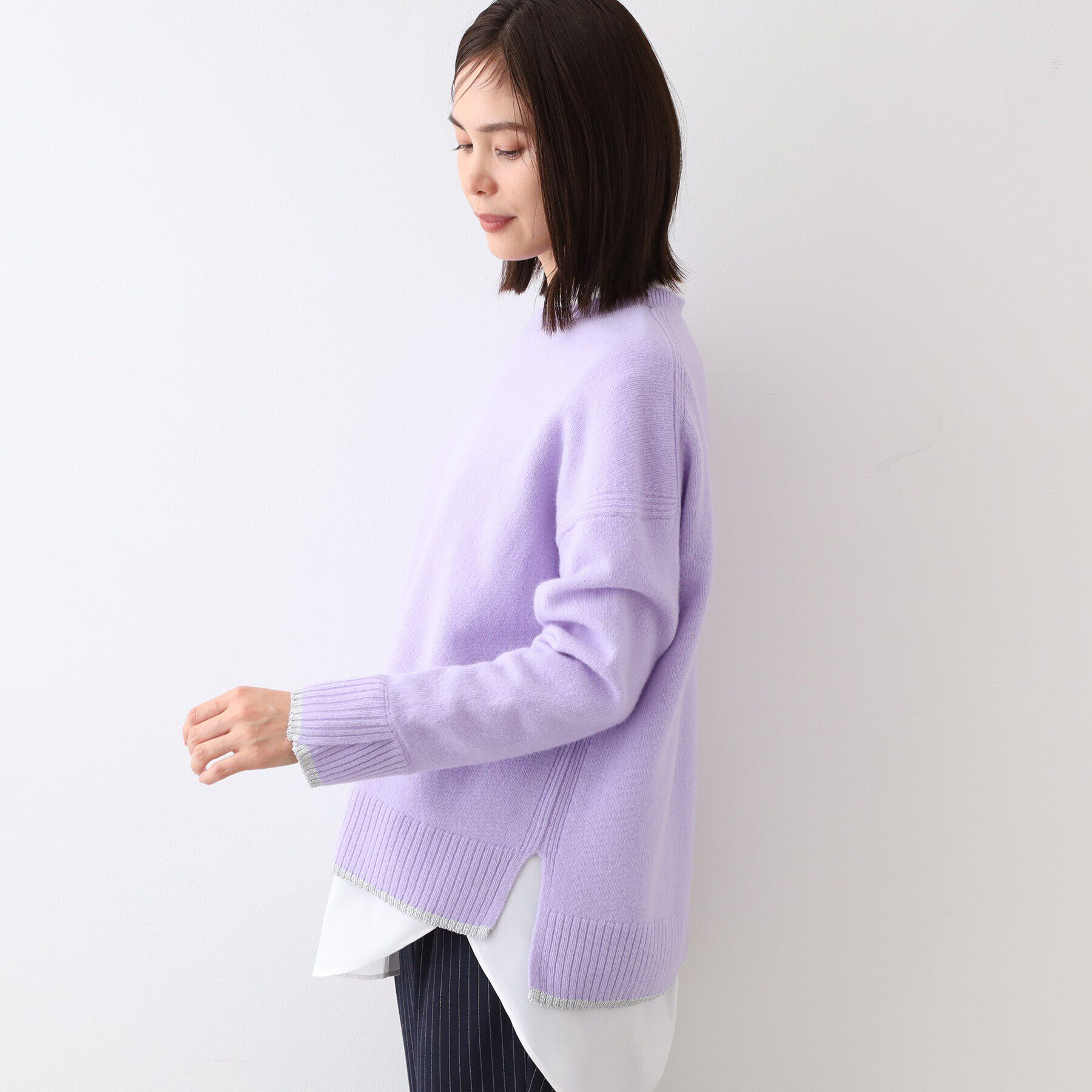 INDIVI「【ウール／ラメ】ボクシーシルエットニット」|ニット・セーター|