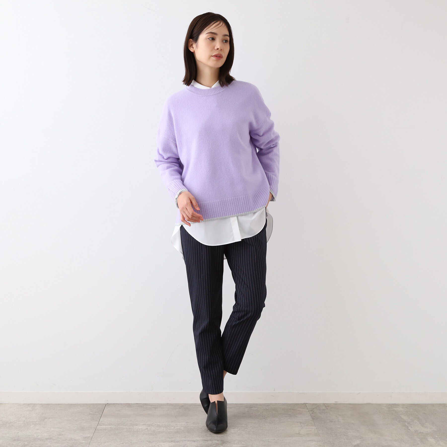 INDIVI「【ウール／ラメ】ボクシーシルエットニット」|ニット・セーター|