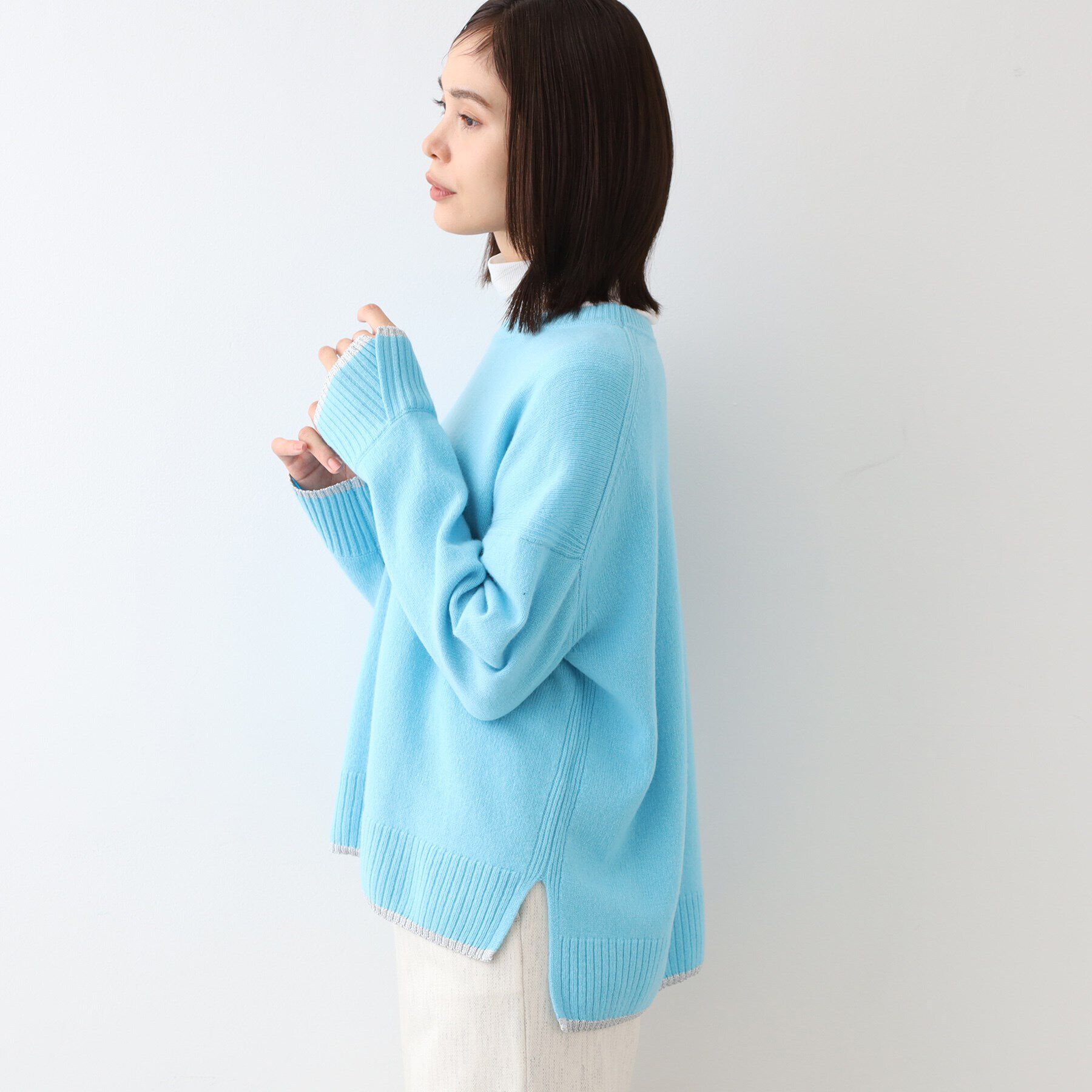 INDIVI「【ウール／ラメ】ボクシーシルエットニット」|ニット・セーター|