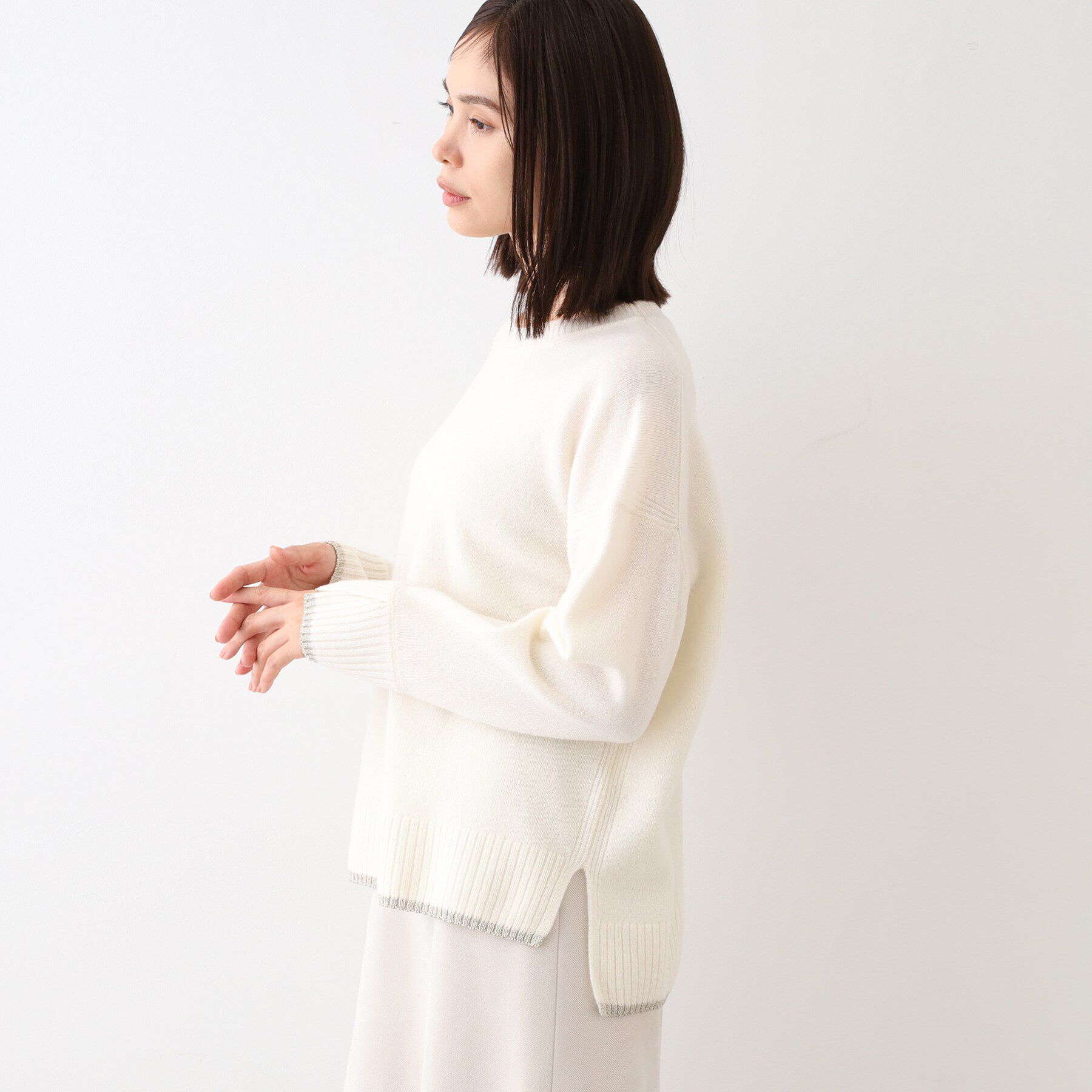 INDIVI「【ウール／ラメ】ボクシーシルエットニット」|ニット・セーター|