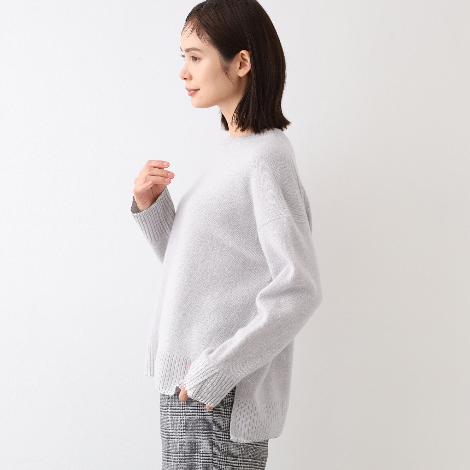 INDIVI「【ウール／ラメ】ボクシーシルエットニット」|ニット・セーター|