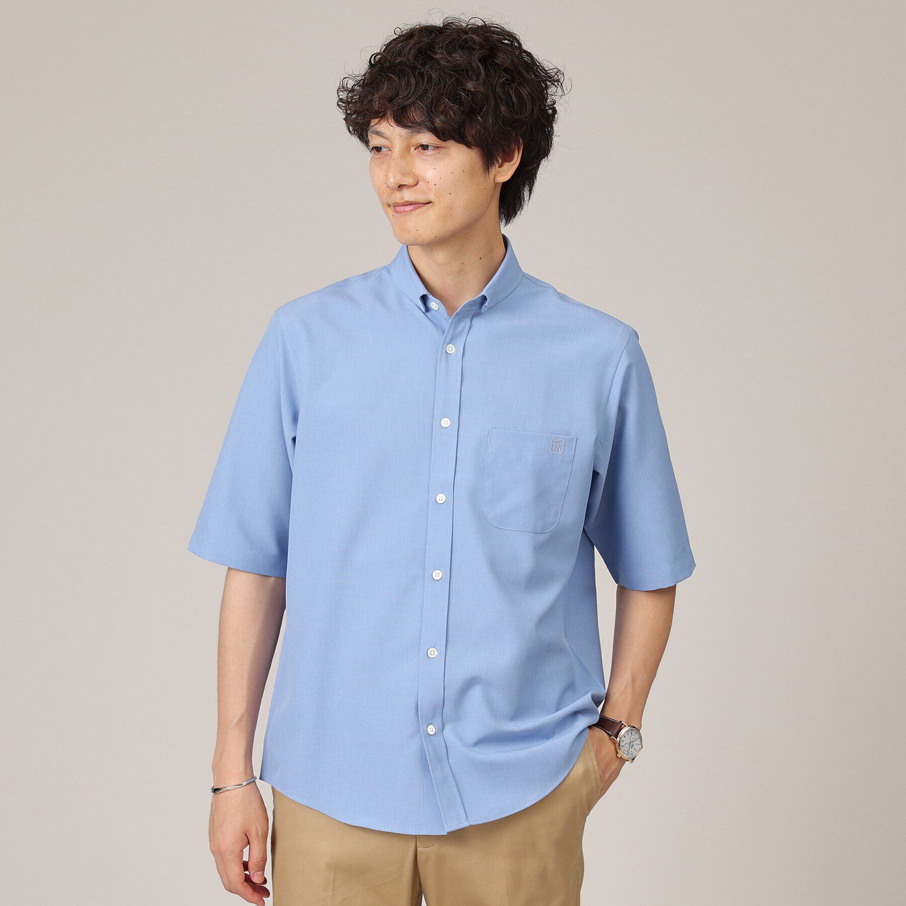 TAKEO KIKUCHI「ウェザーチビBD5分袖シャツ」|シャツ・ブラウス|ブルー(091)