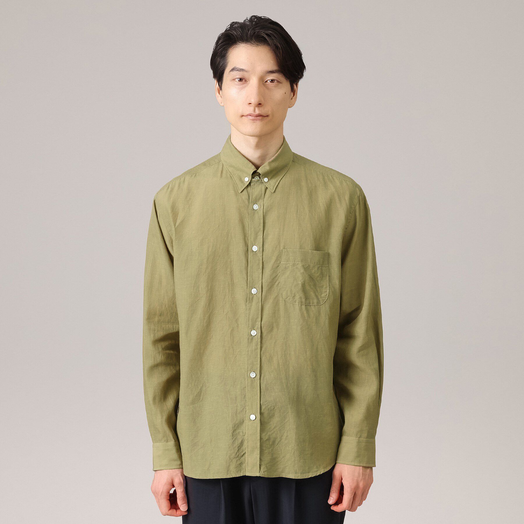 TAKEO KIKUCHI「【Made in JAPAN】タブカラー スラブローン 長袖シャツ」|シャツ・ブラウス|