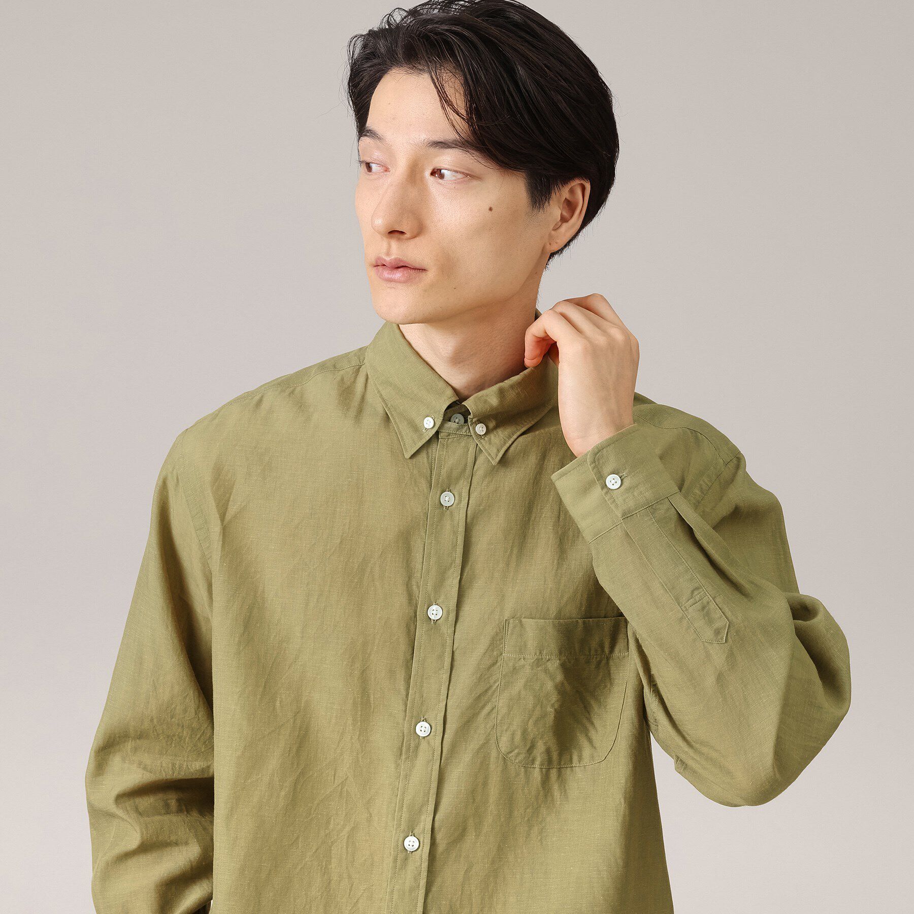 TAKEO KIKUCHI「【Made in JAPAN】タブカラー スラブローン 長袖シャツ」|シャツ・ブラウス|