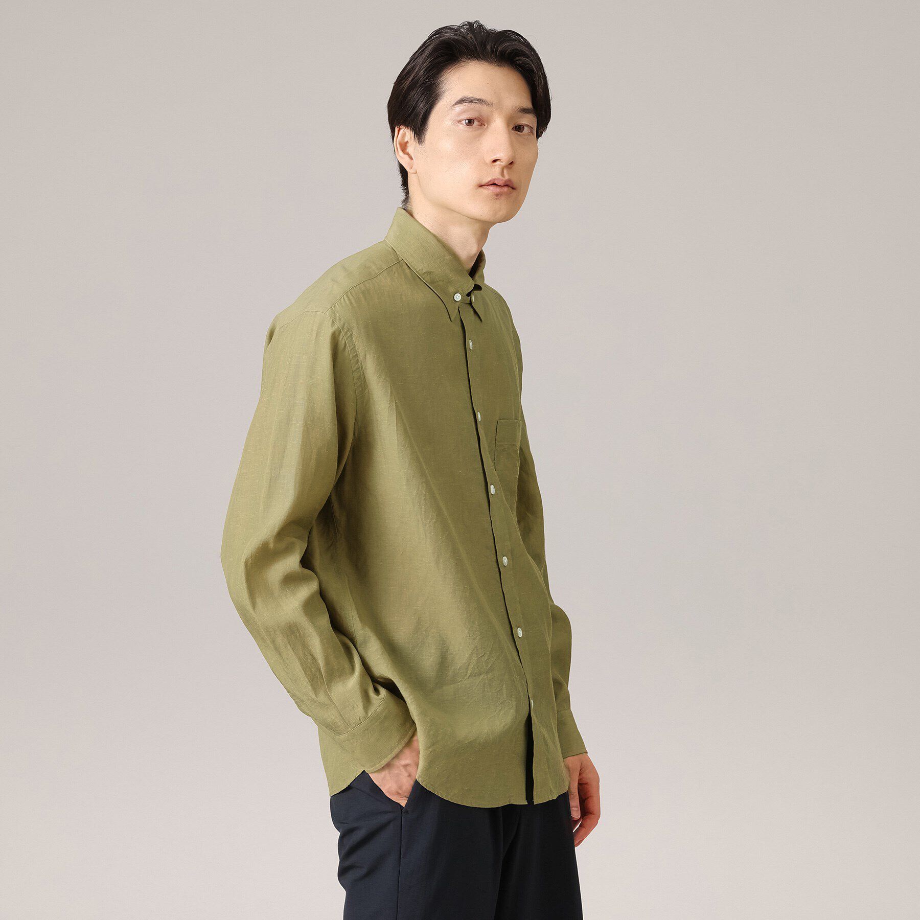 TAKEO KIKUCHI「【Made in JAPAN】タブカラー スラブローン 長袖シャツ」|シャツ・ブラウス|