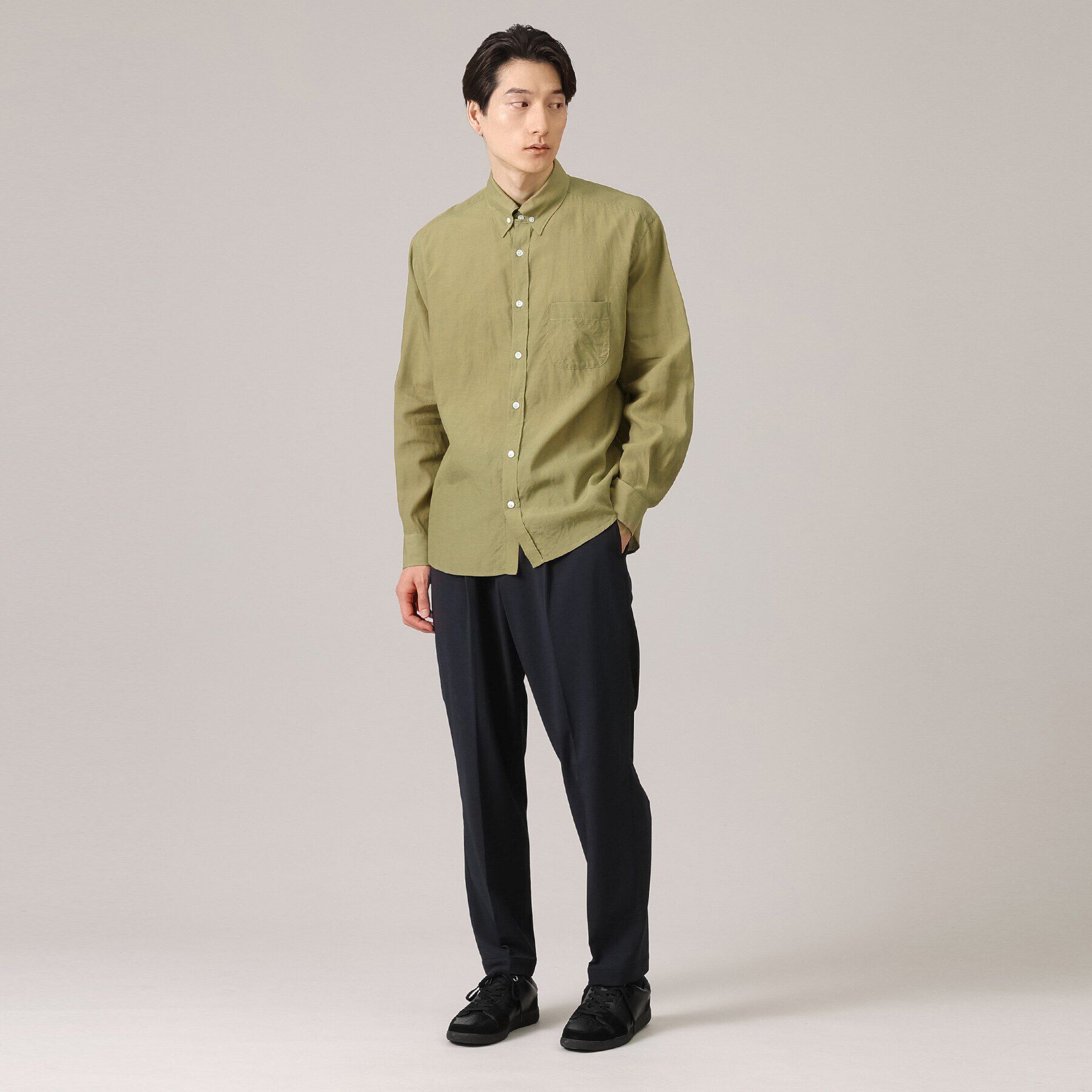 TAKEO KIKUCHI「【Made in JAPAN】タブカラー スラブローン 長袖シャツ」|シャツ・ブラウス|