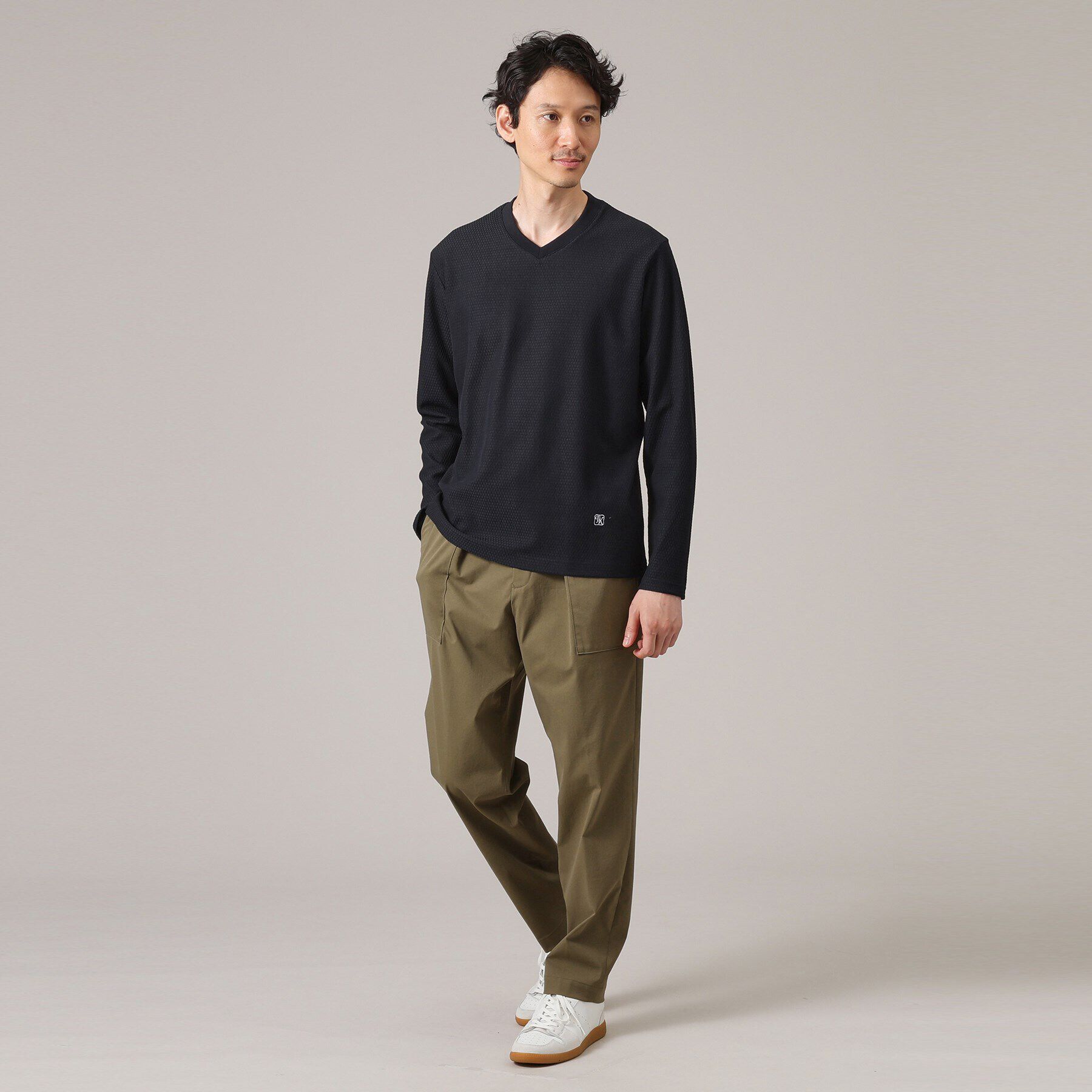 TAKEO KIKUCHI「【ジャケットインナー対応】リンクスウィーブ 長袖Vネックカットソー」|Tシャツ・カットソー|