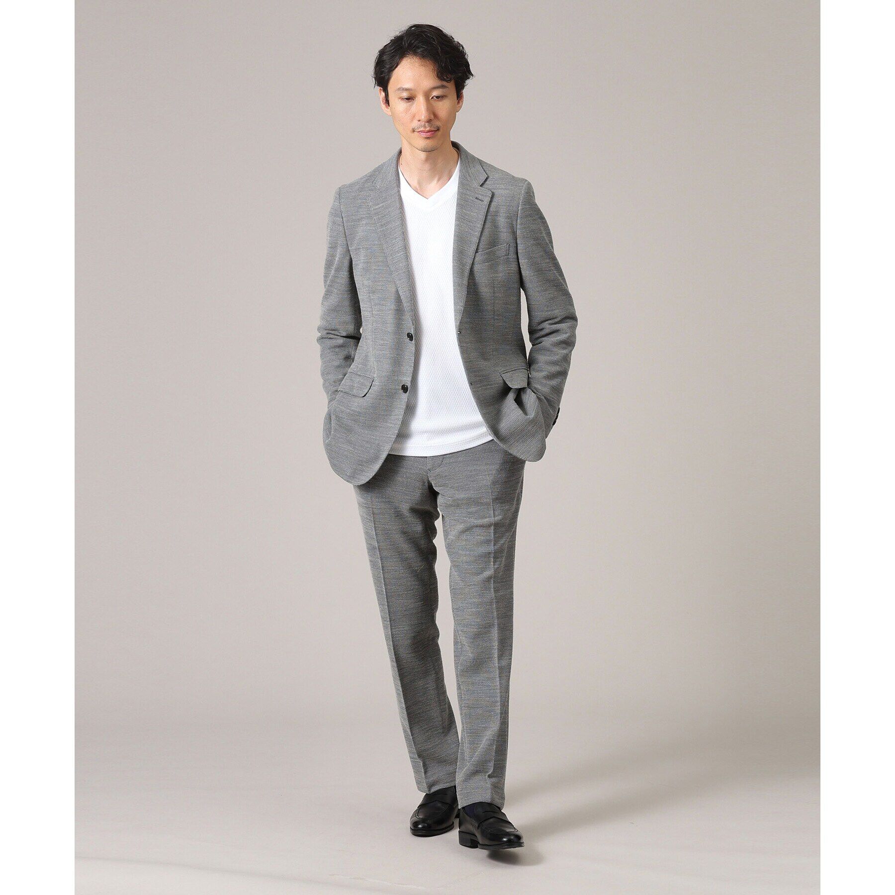 TAKEO KIKUCHI「【ジャケットインナー対応】リンクスウィーブ 長袖Vネックカットソー」|Tシャツ・カットソー|