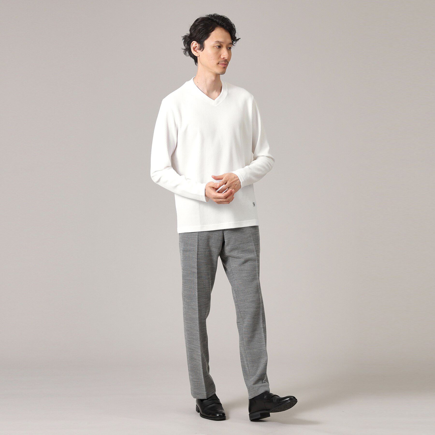 TAKEO KIKUCHI「【ジャケットインナー対応】リンクスウィーブ 長袖Vネックカットソー」|Tシャツ・カットソー|