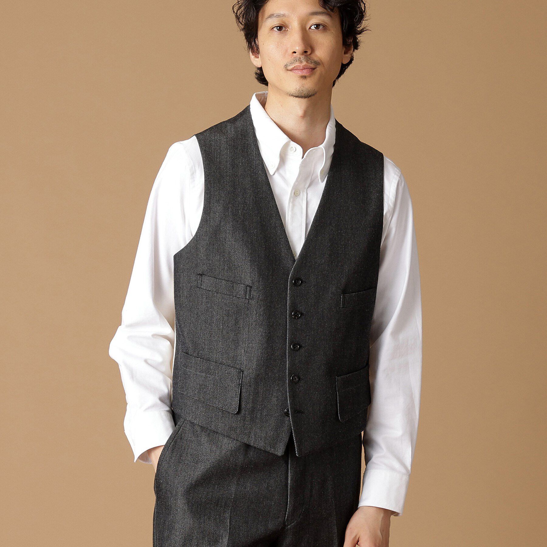 40CARATS&525「【3ピース対応/Made in JAPAN】525DENIM べスト」|ベスト・ジレ|ﾌﾞﾗｯｸ(019)