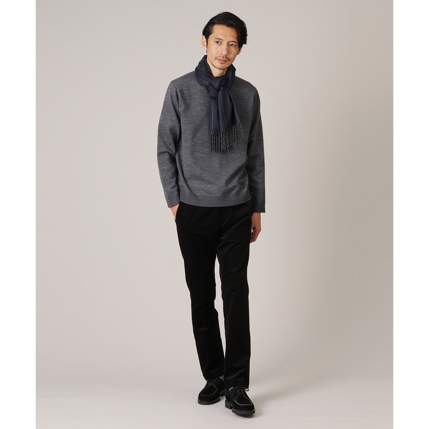 TAKEO KIKUCHI「【洗えるカシミヤ】ヘリンボン　ストライプ マフラー」|ストール|