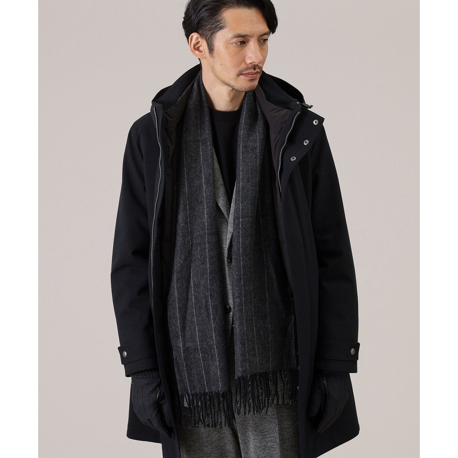 TAKEO KIKUCHI「【洗えるカシミヤ】ヘリンボン　ストライプ マフラー」|ストール|