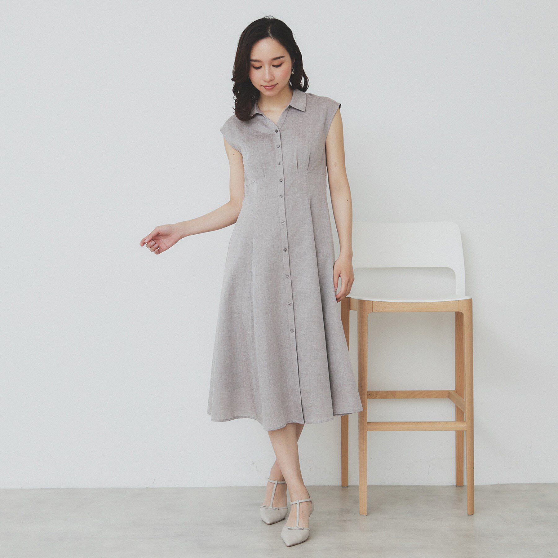 index「リネンライクシャツワンピース【洗濯機洗い可】」|ワンピース|