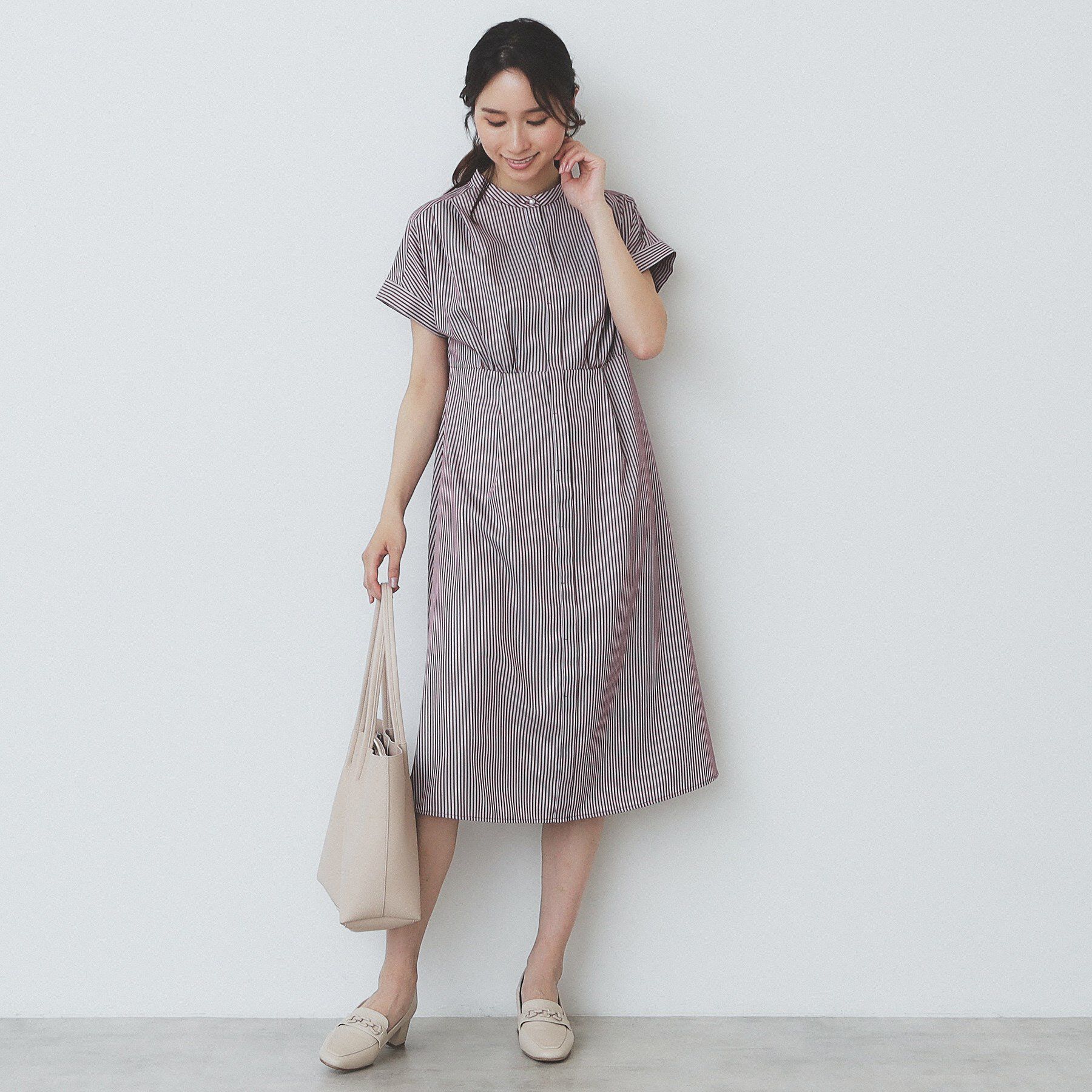 index「《XS-LLサイズ》マルチストライプシャツワンピース【洗濯機洗い可/イージーアイロン/防シワ】」|ワンピース|