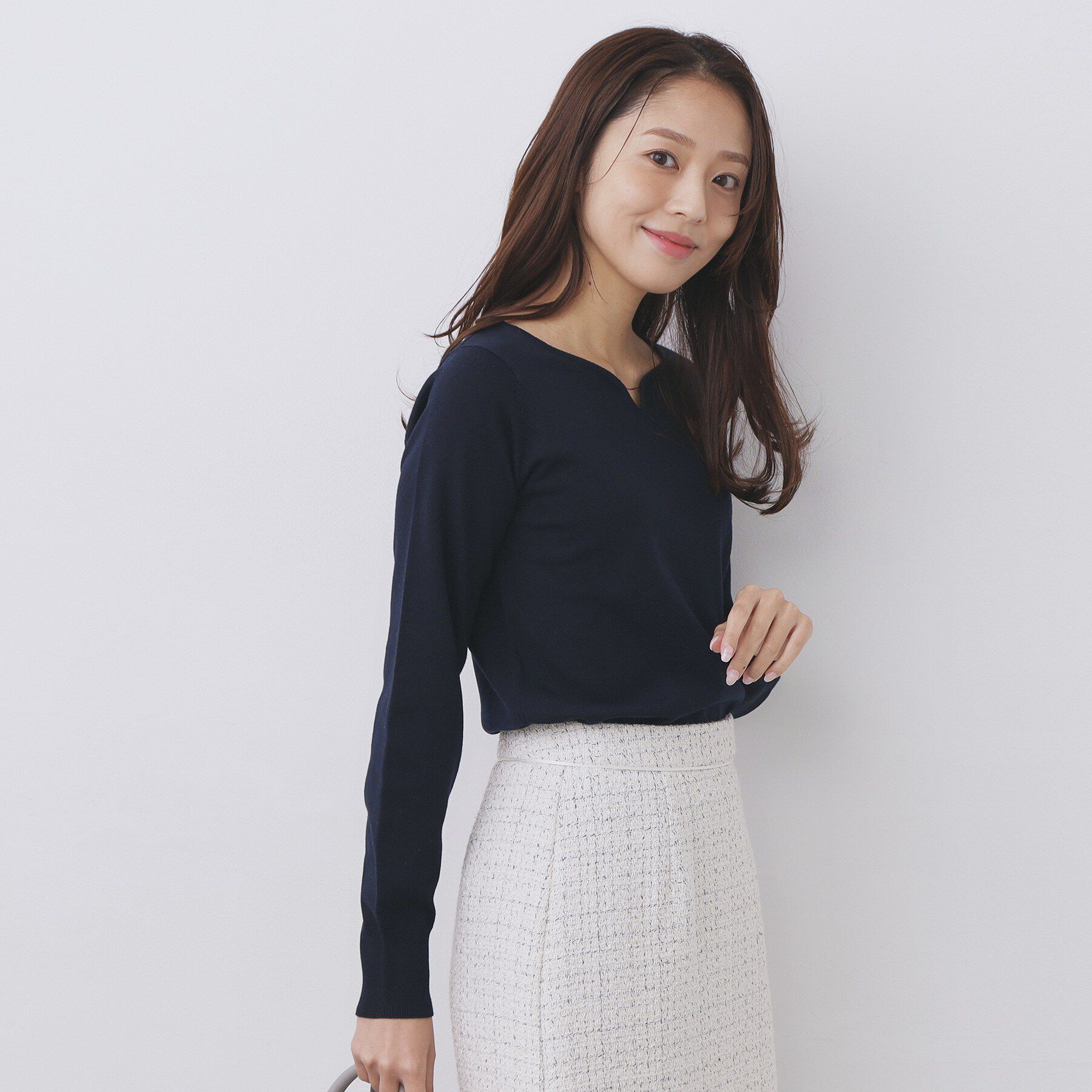 index「ゴールドパーツ付きハートネックニット【洗濯機OK】」|ニット・セーター|