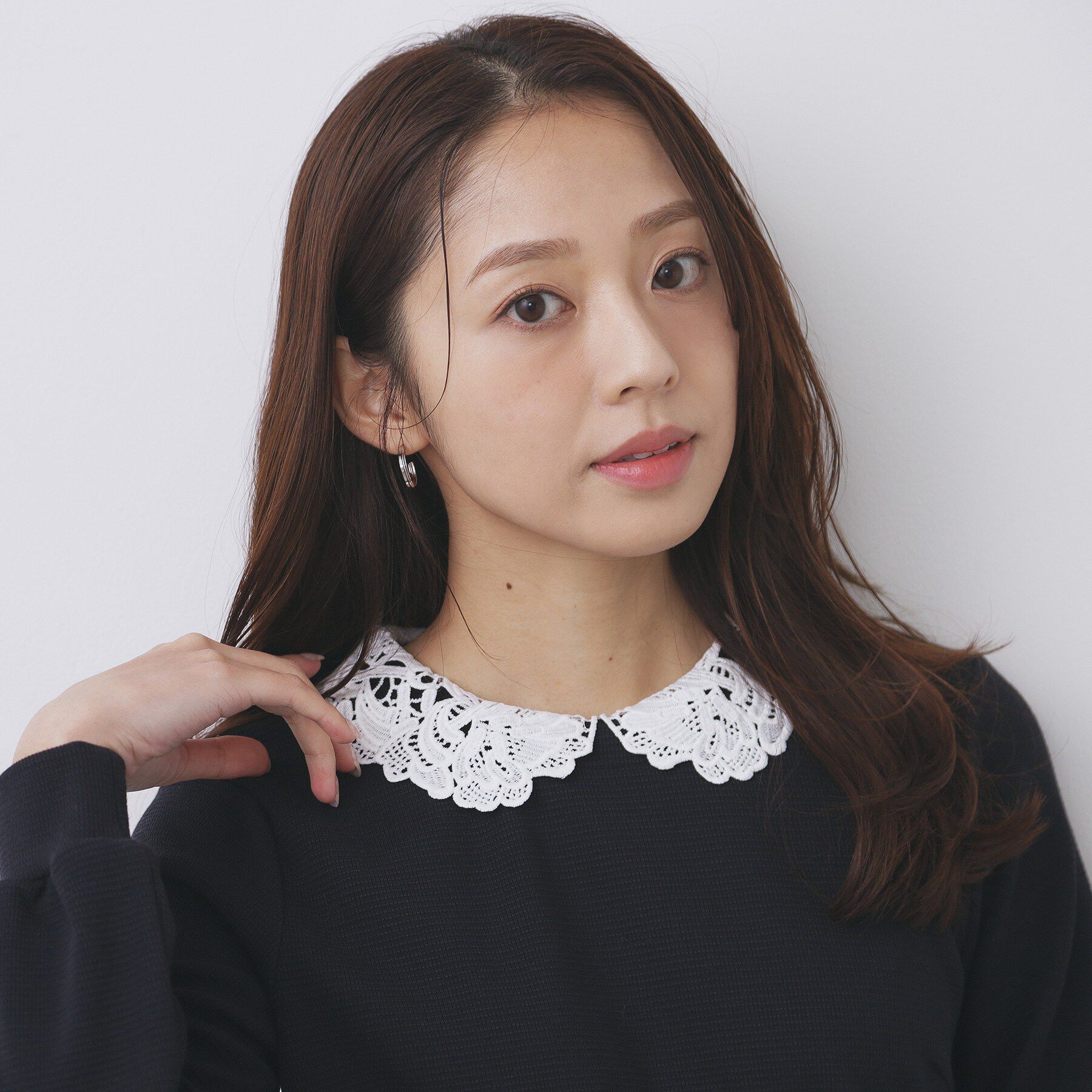 index「レース衿付きピケジャージトップス【洗濯機OK】」|Tシャツ・カットソー|