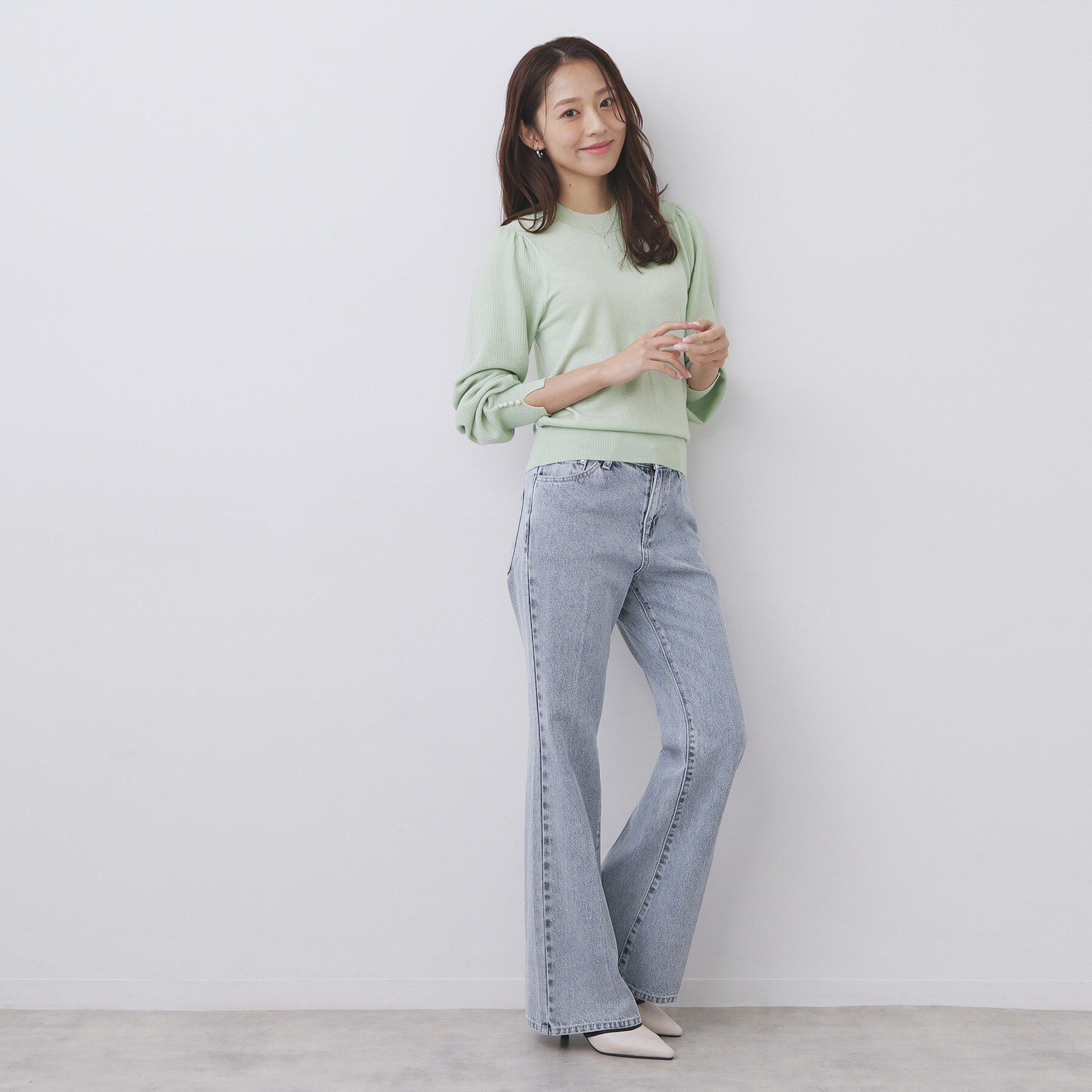 index「柄編みスリーブハイネックニット【洗濯機OK】」|ニット・セーター|