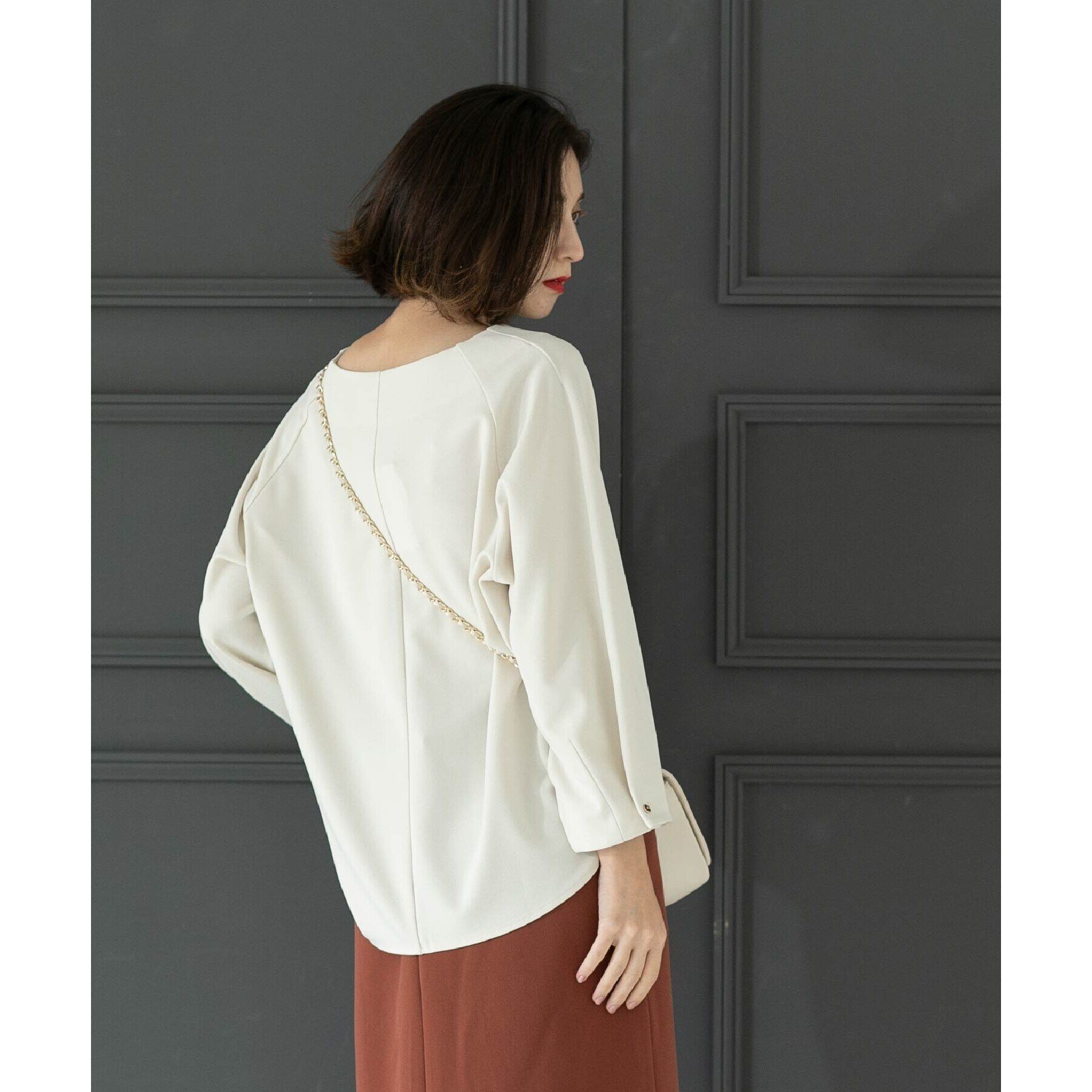 OPAQUE.CLIP「UV 袖口金ボタンキーネックトップス【吸水速乾/洗濯機洗い可】」|Tシャツ・カットソー|