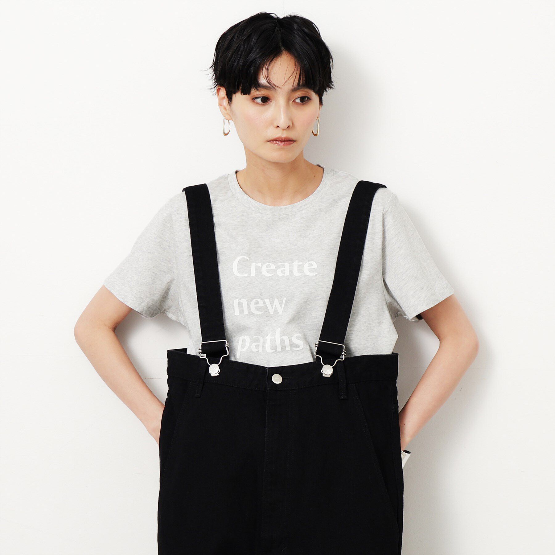 OPAQUE.CLIP「ロゴプリントTシャツ【洗濯機洗い可】」|Tシャツ・カットソー|ライトグレー(011