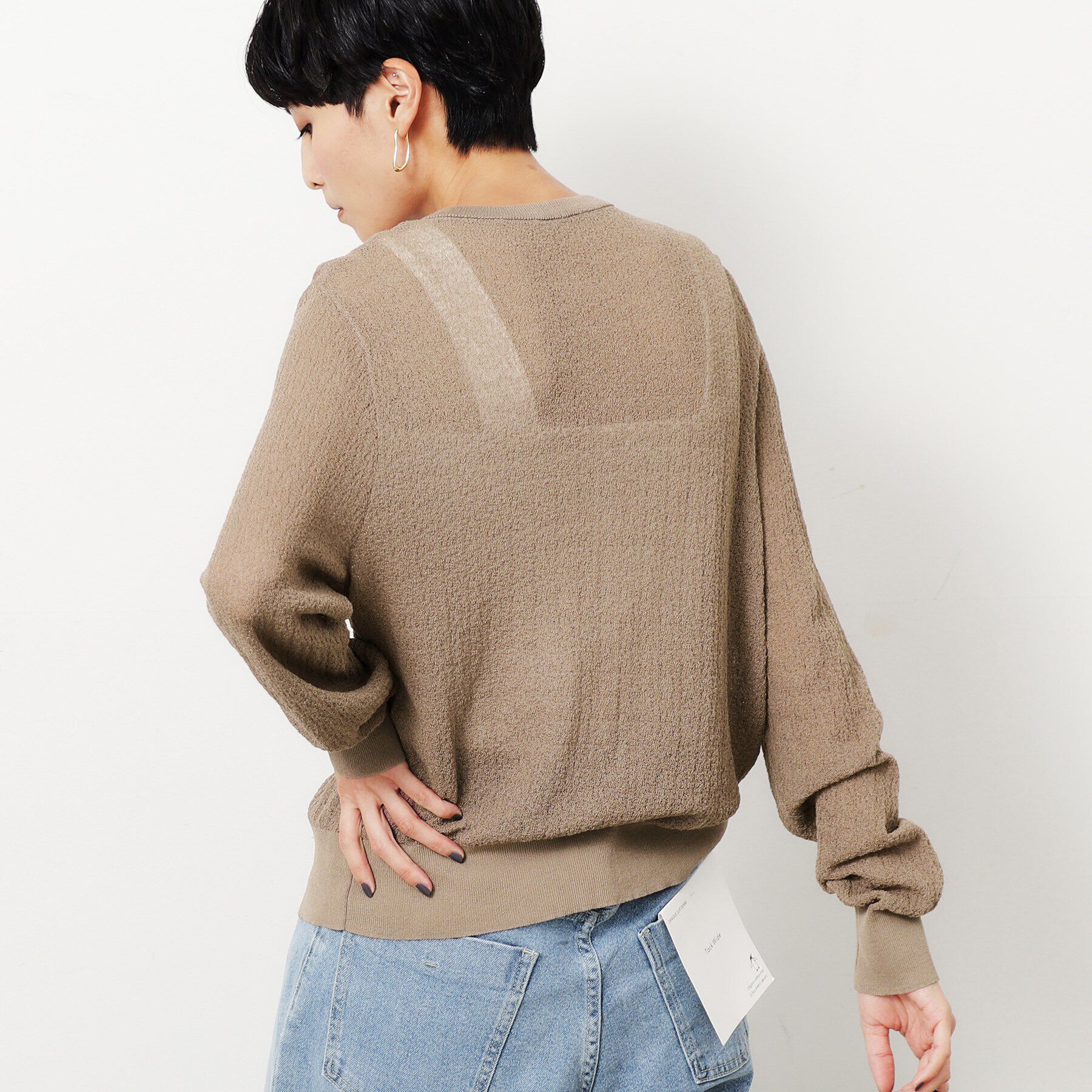 OPAQUE.CLIP「シアー柄編みニットカーディガン【洗える】」|カーディガン|